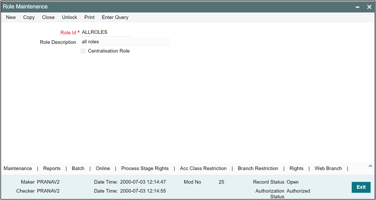 Role Maintenance Role Maintenance