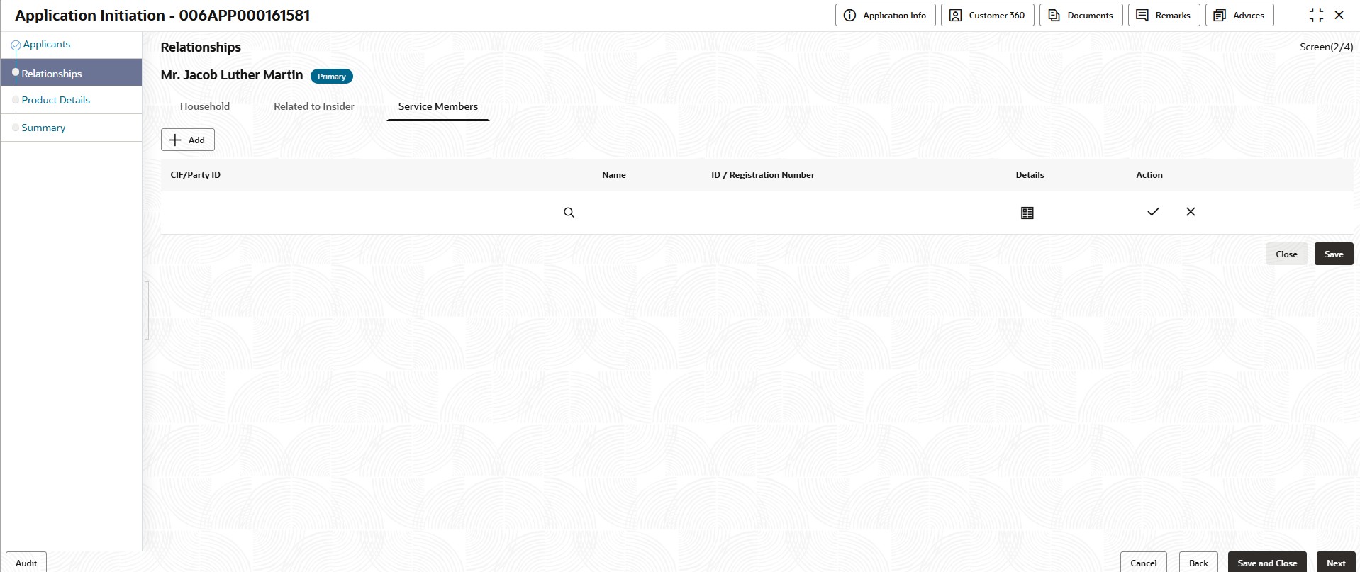 Description of relationships-servicemember.jpg follows