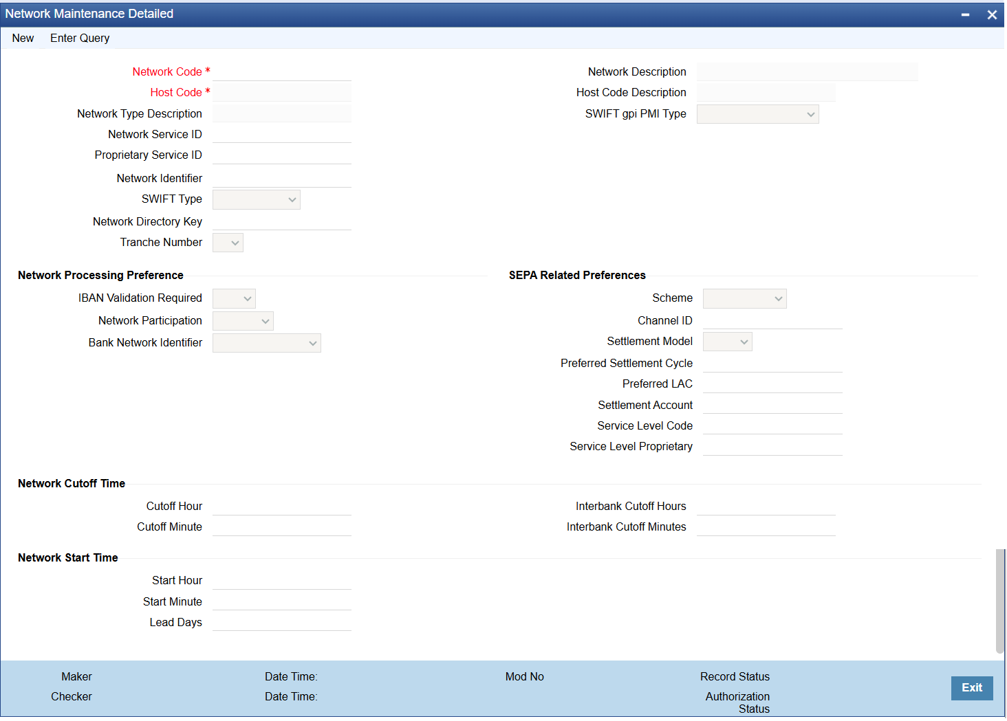 Network maintenance detailed screen