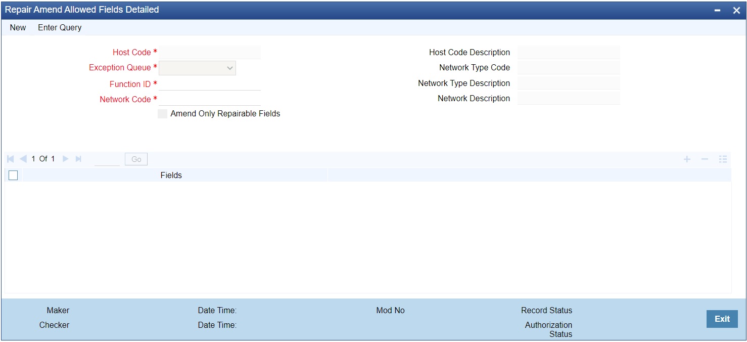 Repair Amend Allowed Fields