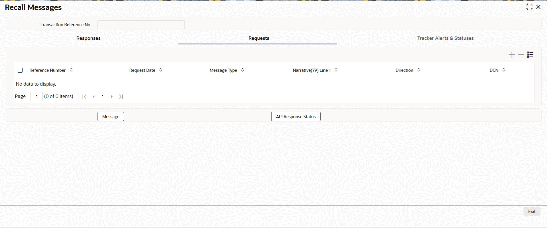 Request Tab sub-screen Request Tab sub-screen