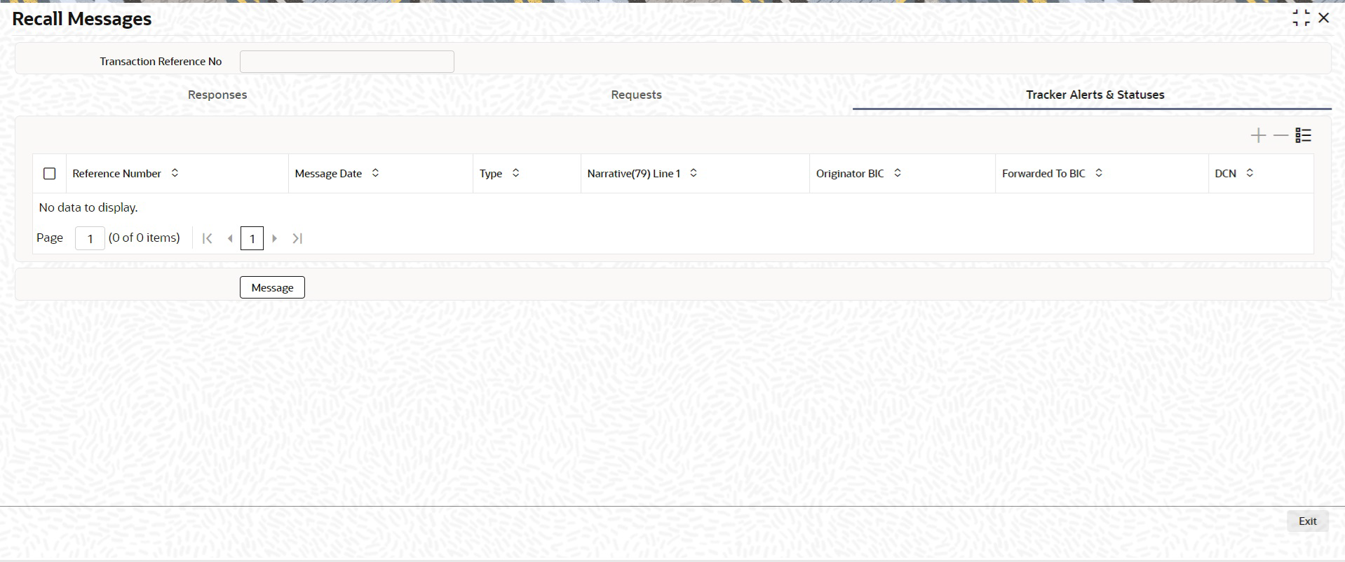 Track Alerts sub-screen Track Alerts sub-screen