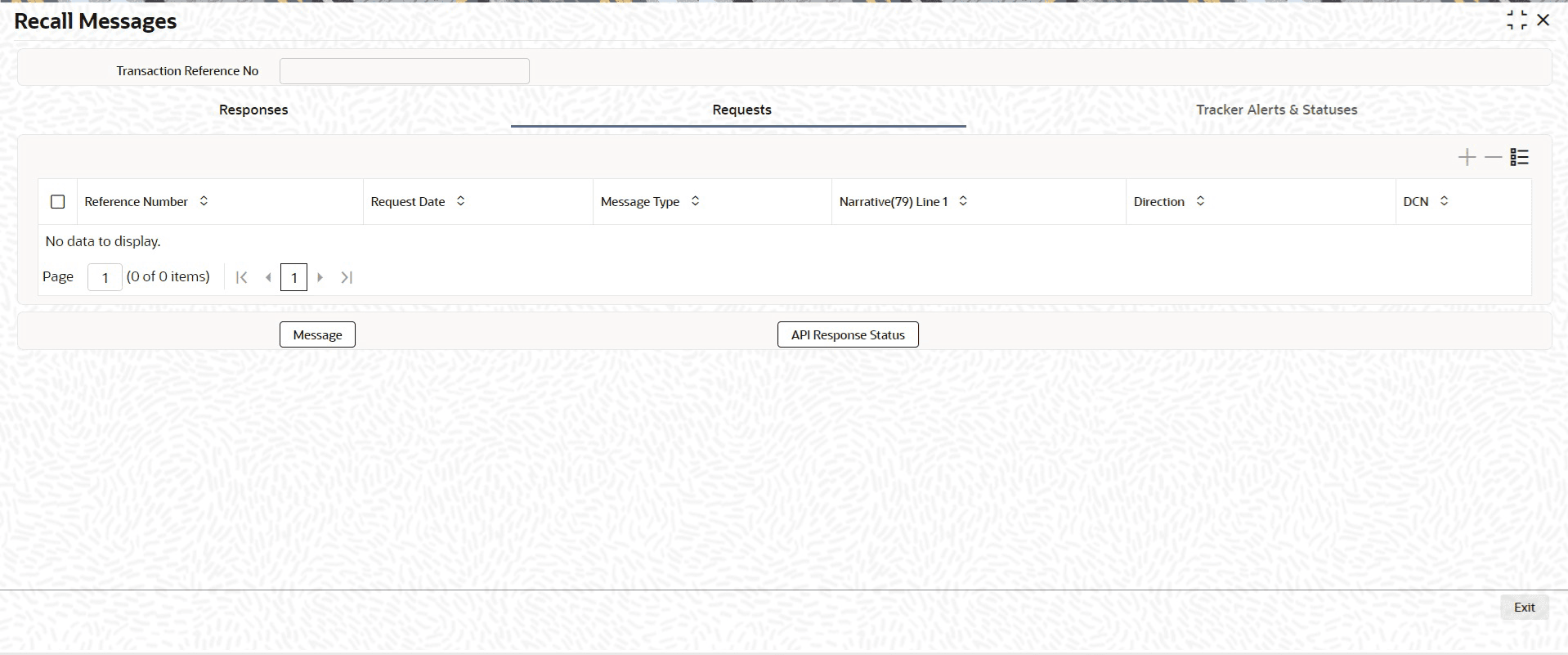 Request Tab sub-screen Request Tab sub-screen