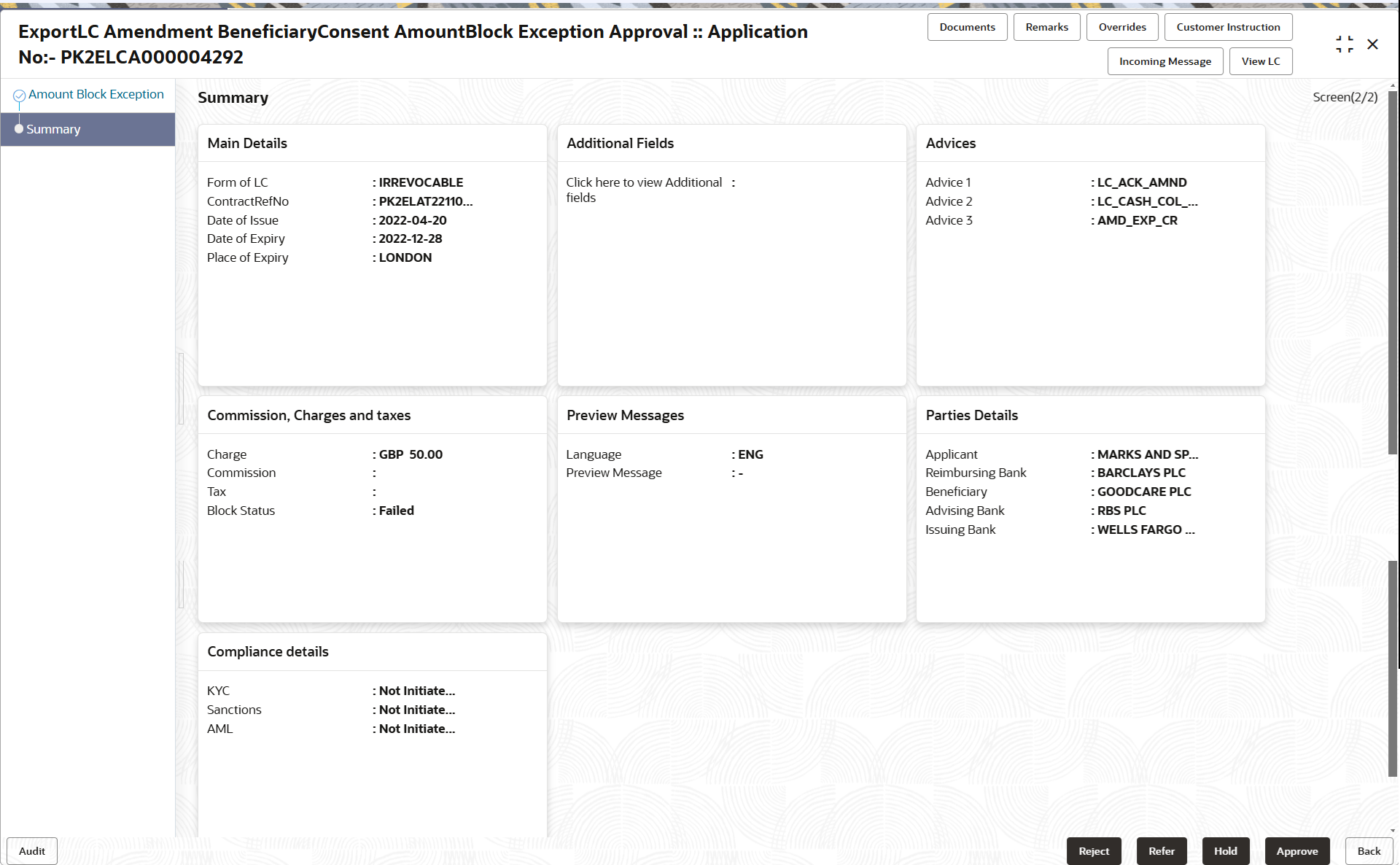 Description of amountblockexceptionsummary.png follows Description of amountblockexceptionsummary.png follows