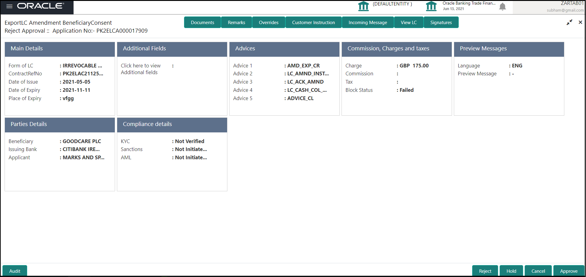Description of rejectapprovalsummary.png follows Description of rejectapprovalsummary.png follows