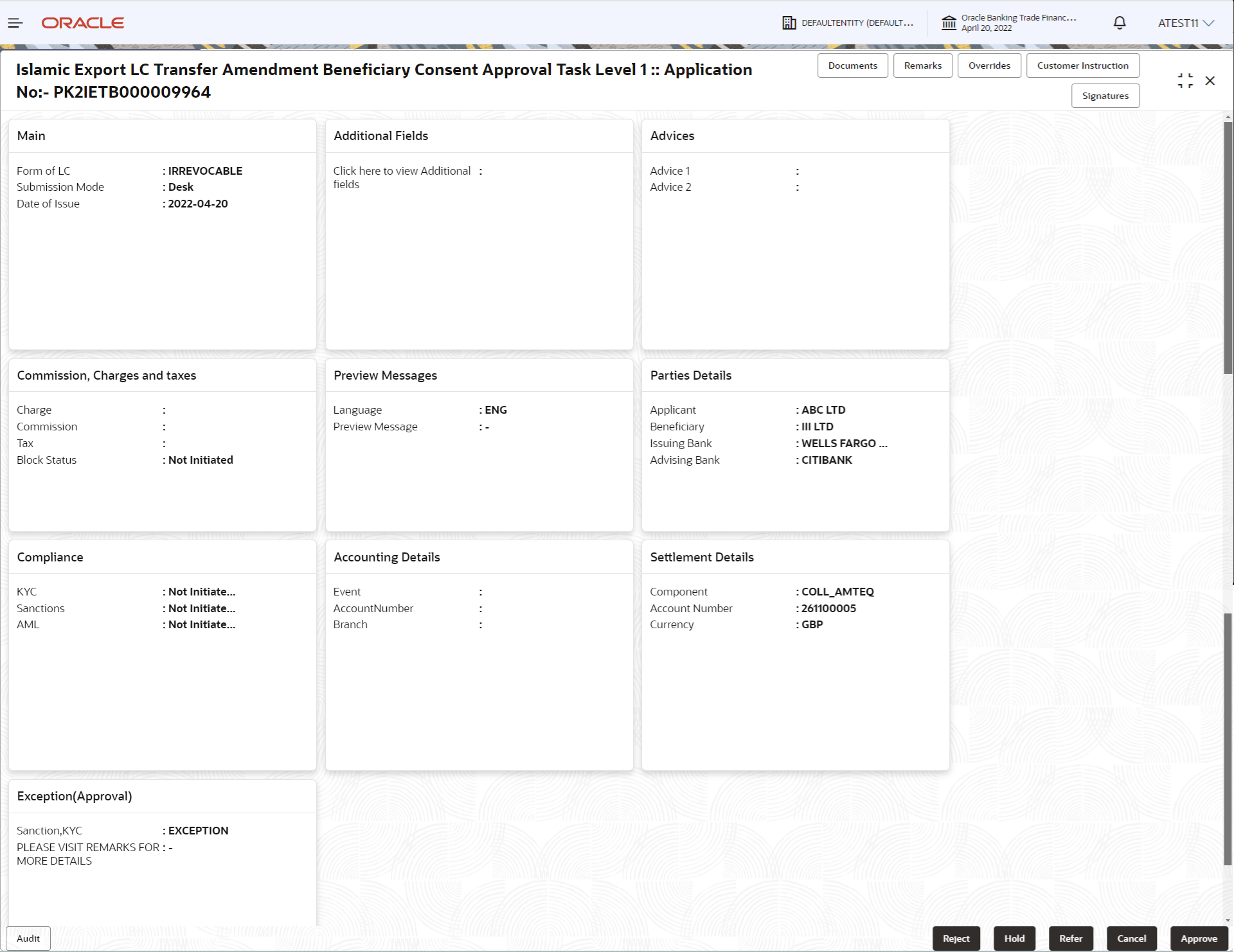 Description of approvalsummary.png follows