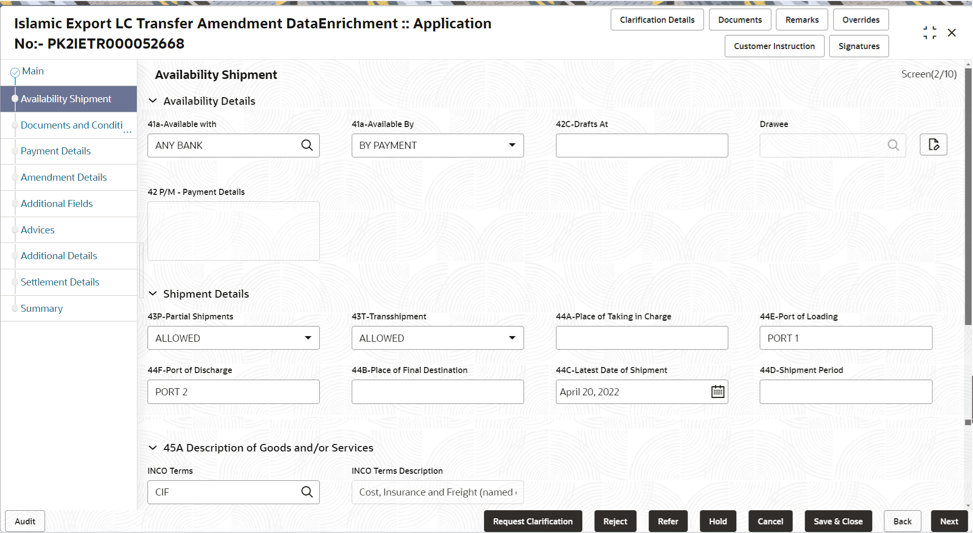 Description of deavailabilityshipment.png follows Description of deavailabilityshipment.png follows