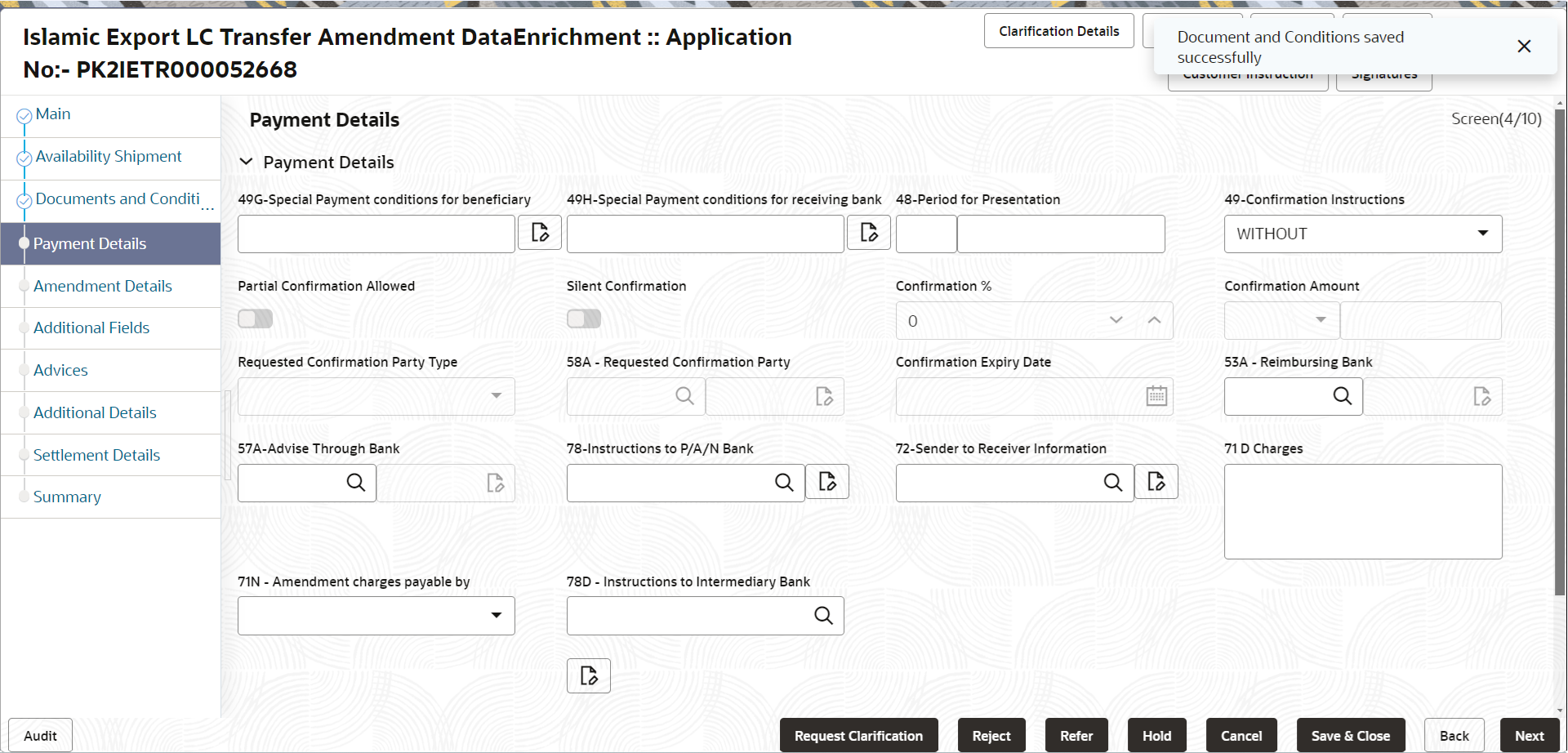 Description of depaymentdetails.png follows