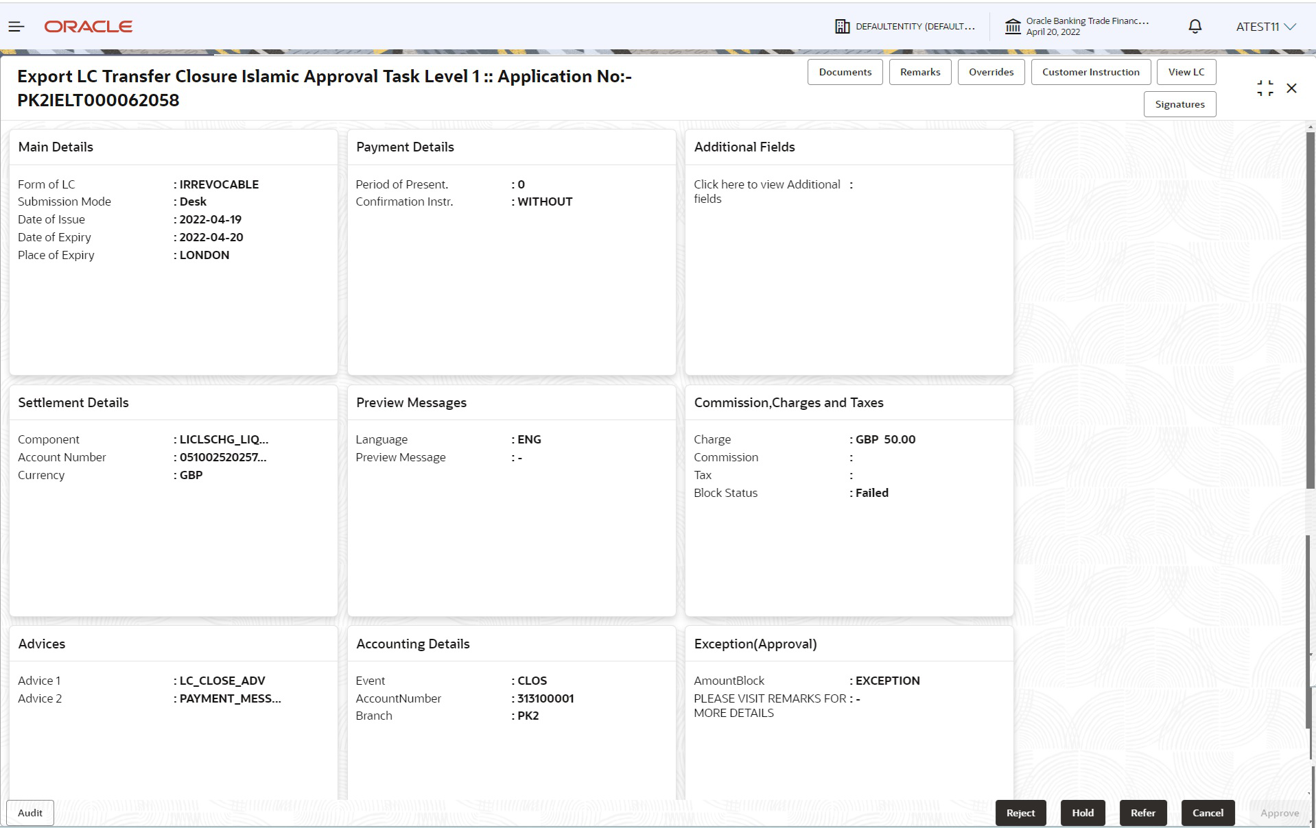 Description of approvalsummary.png follows