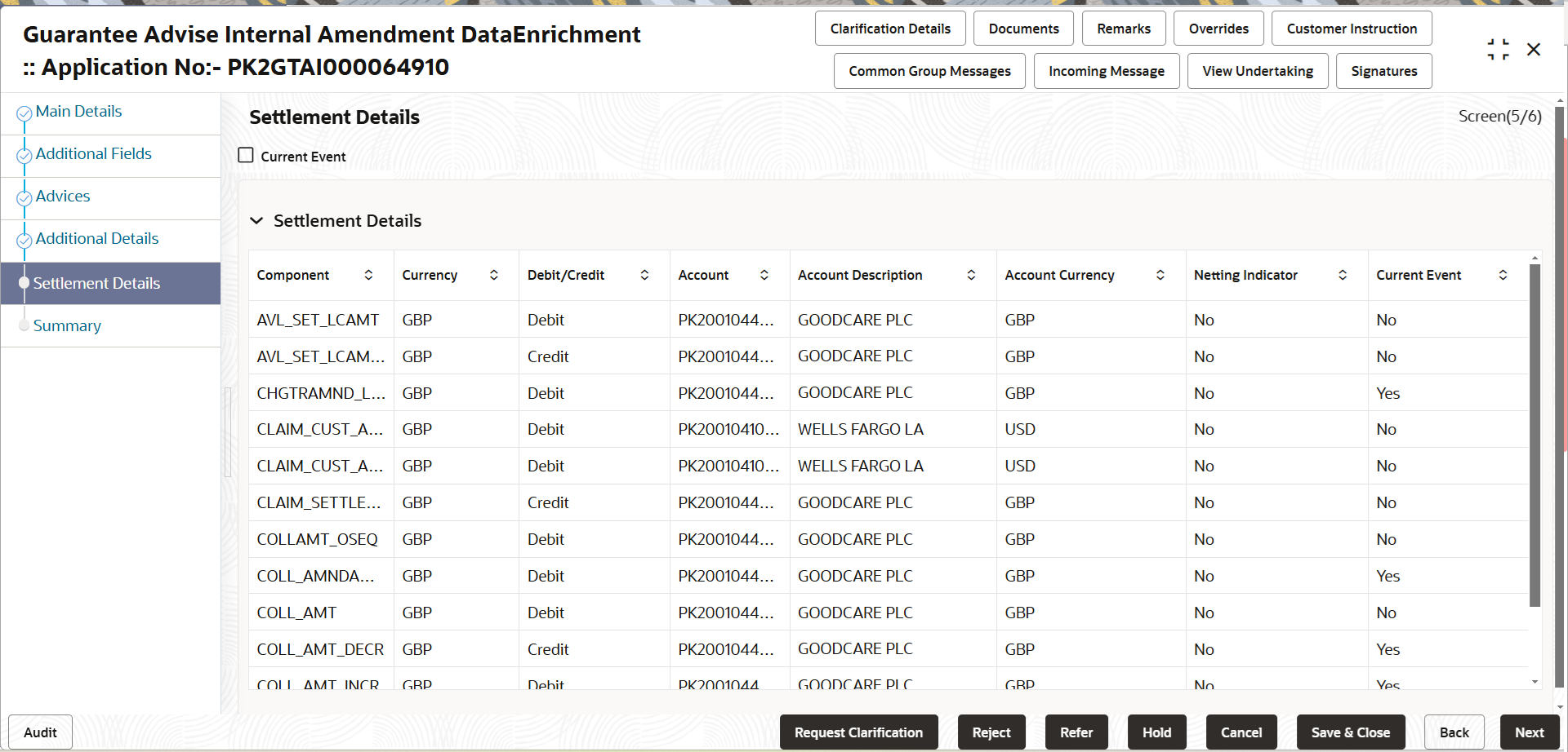Description of desettlementdetails.png follows Description of desettlementdetails.png follows