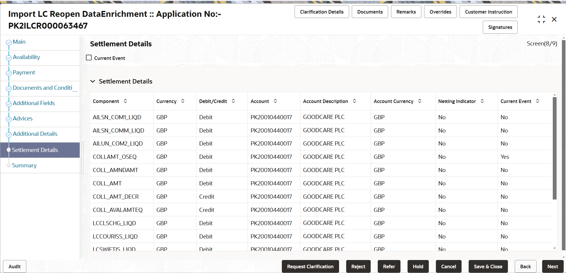 Description of desettlementdetails.png follows Description of desettlementdetails.png follows