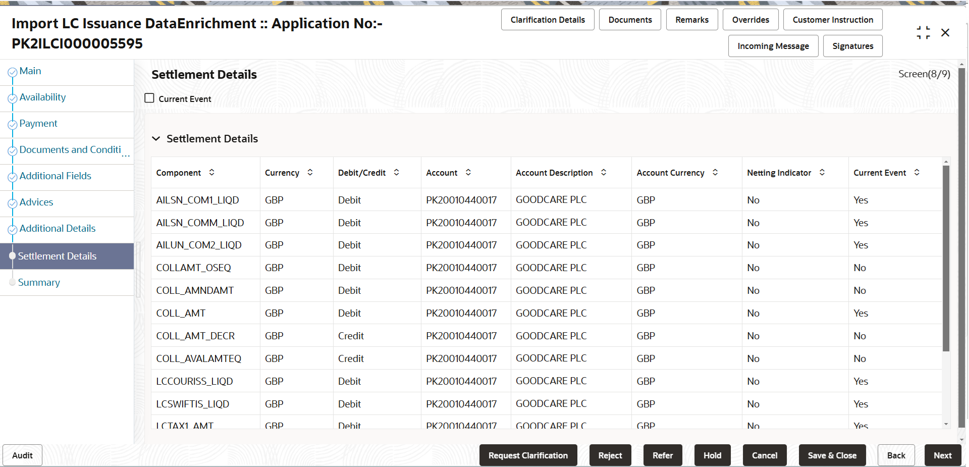 Description of desettlementdetails.png follows