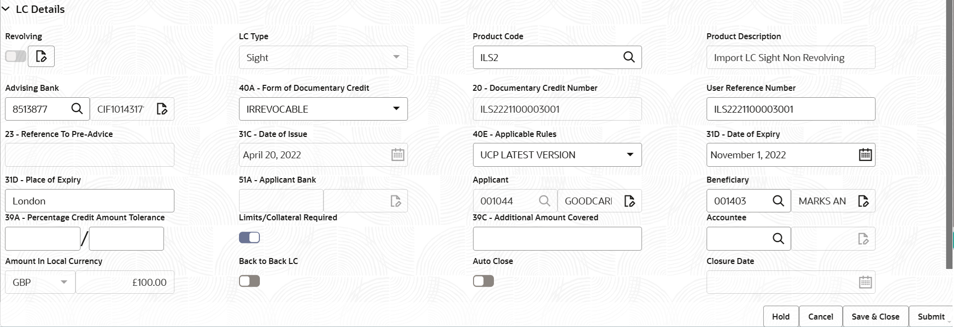 Description of registrationlcdetails.png follows