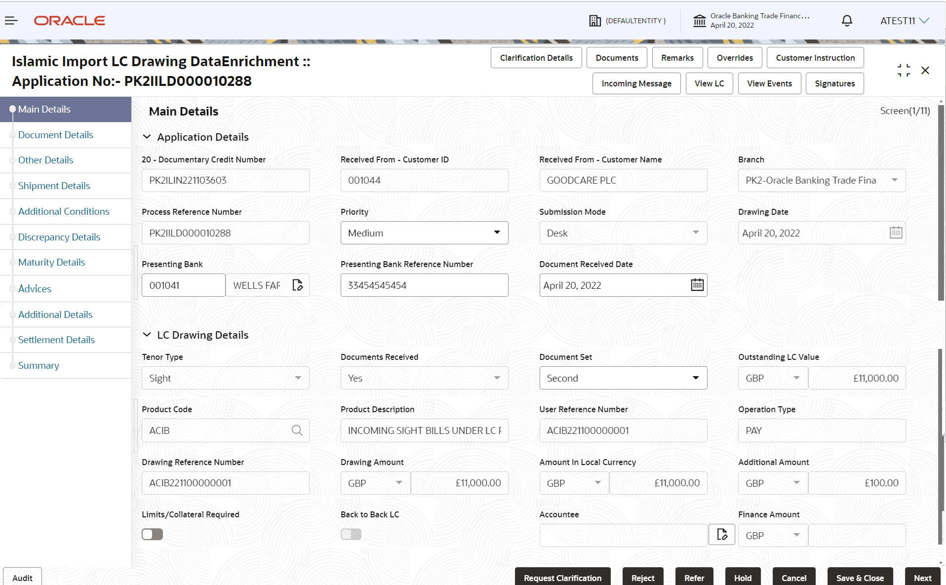 Description of demainapplicationdetails.png follows