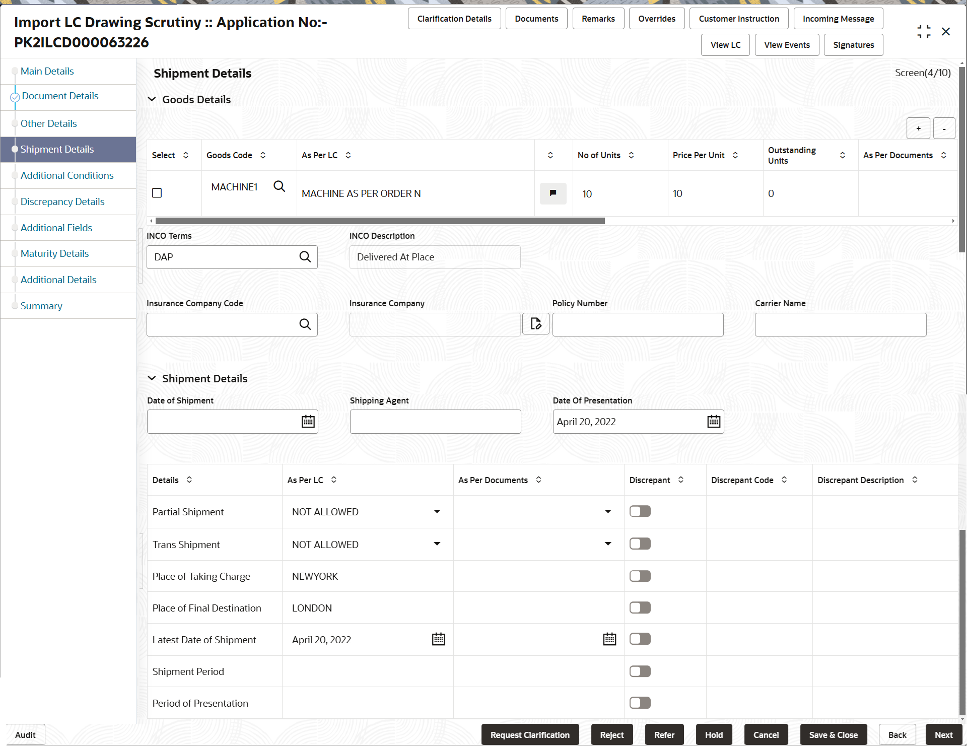 Description of scrutinyshipmentdetails.png follows