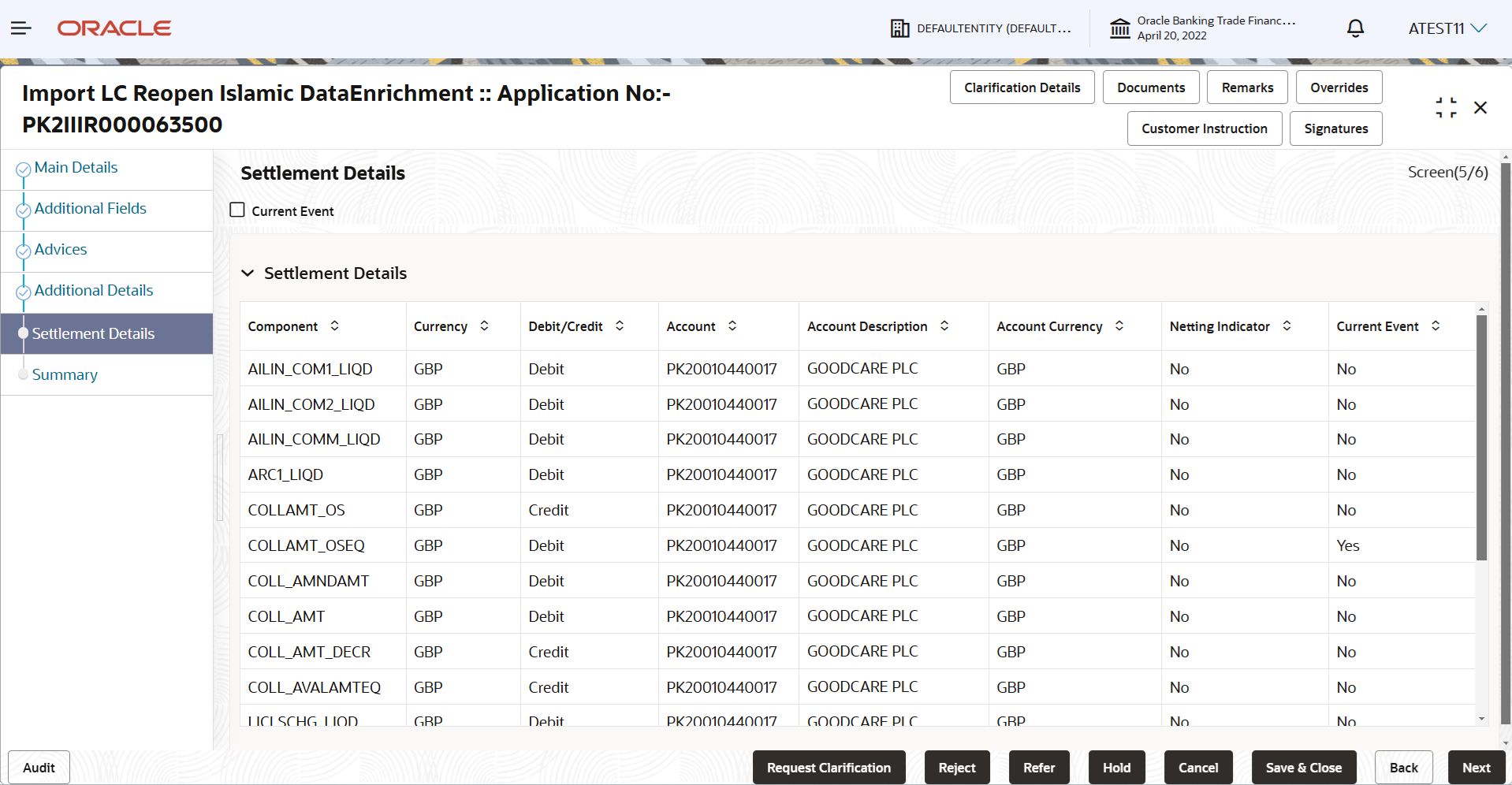 Description of desettlementdetails.png follows Description of desettlementdetails.png follows