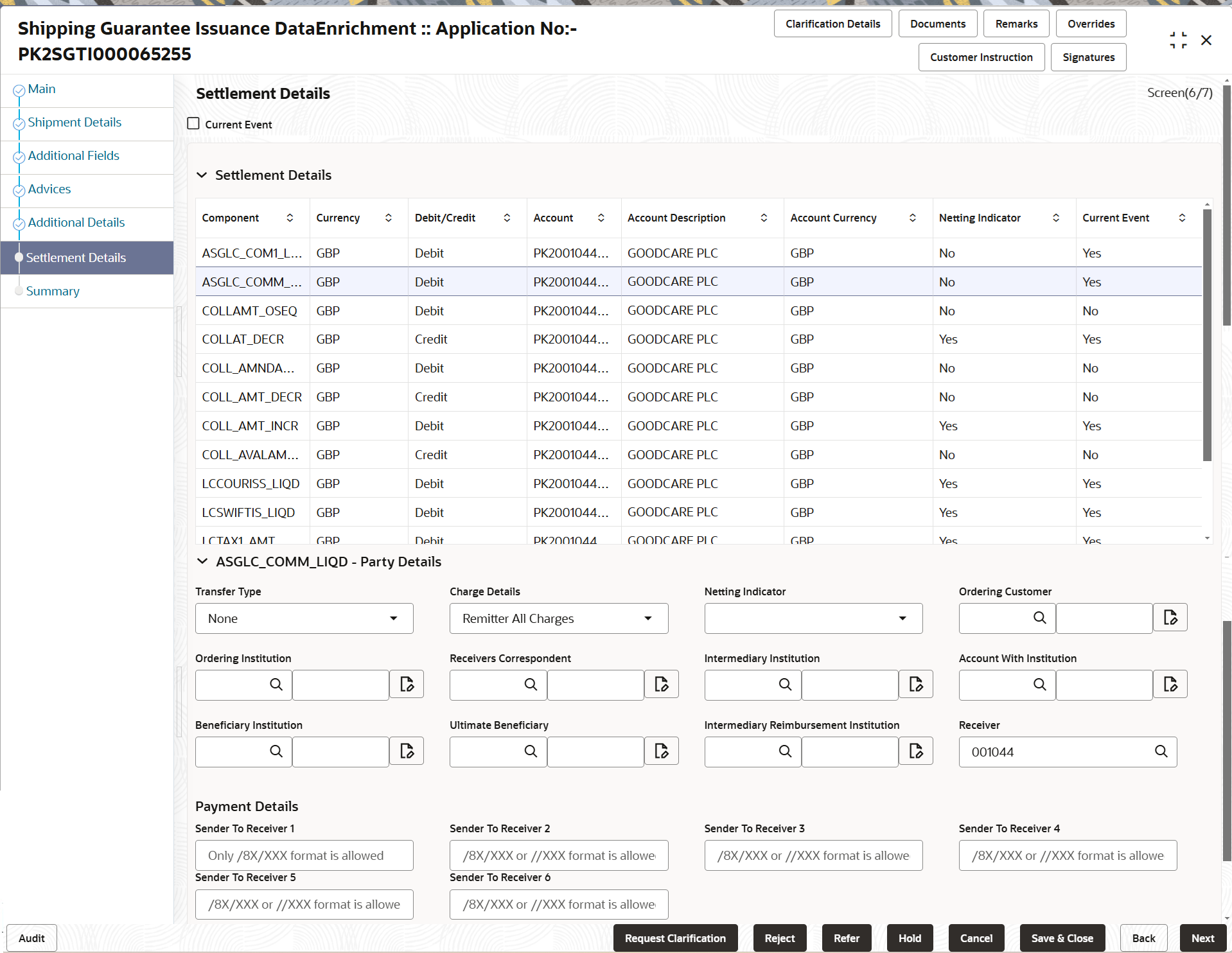 Description of desettlementdetails.png follows Description of desettlementdetails.png follows