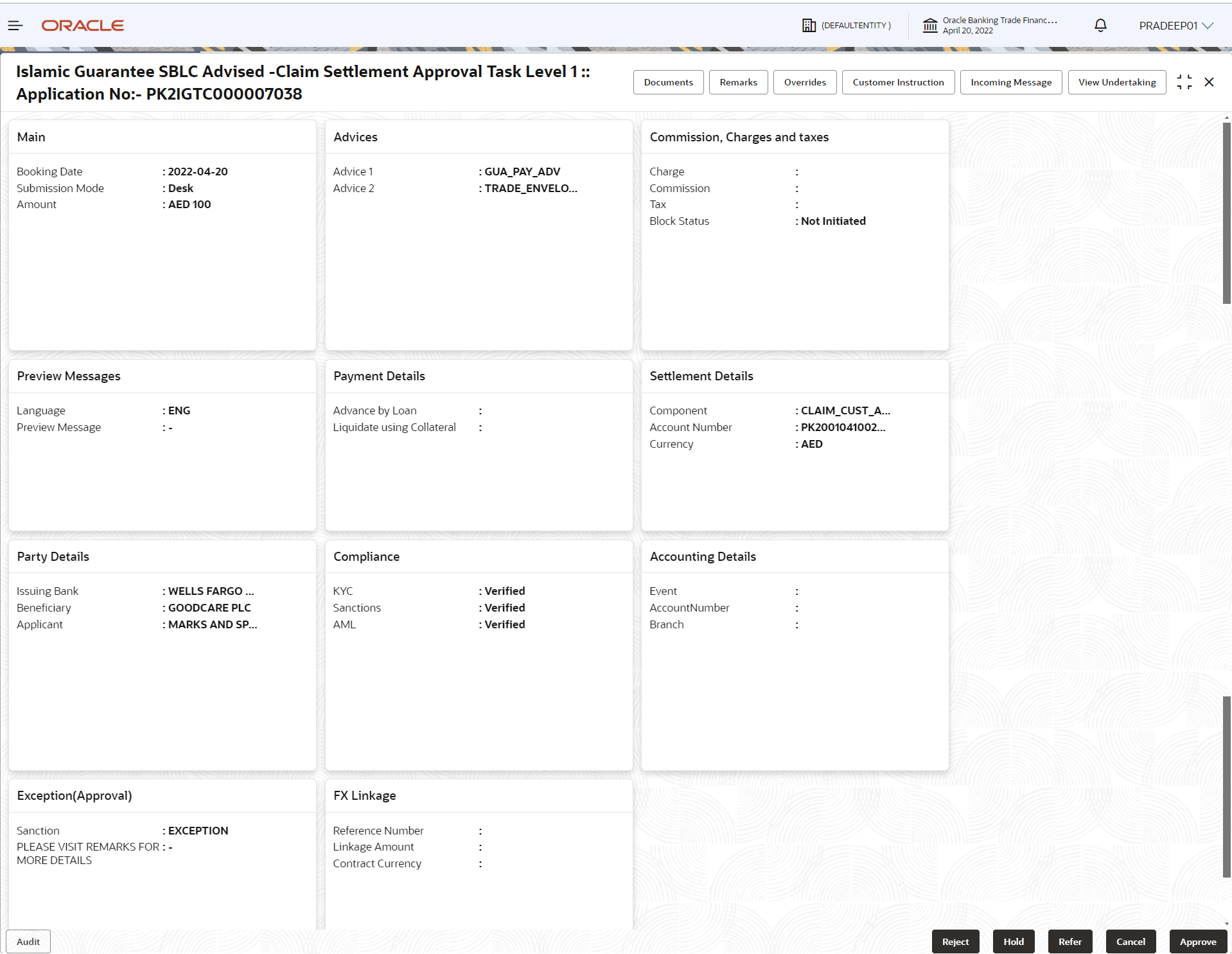 Description of approvalsummary.png follows