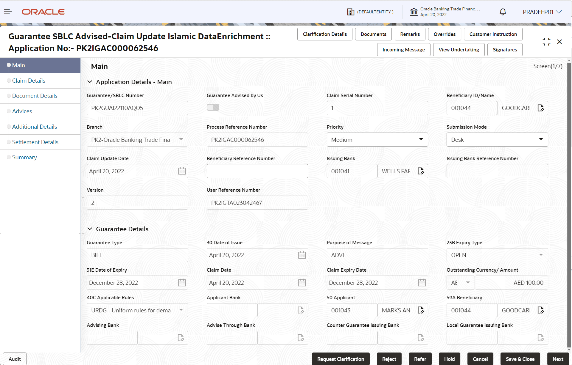 Description of demainapplicationdetails.png follows