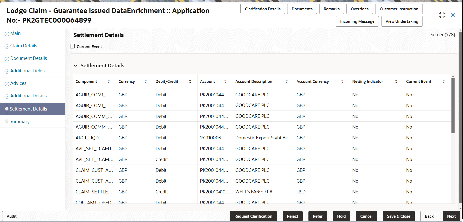 Description of desettlementdetails.png follows Description of desettlementdetails.png follows