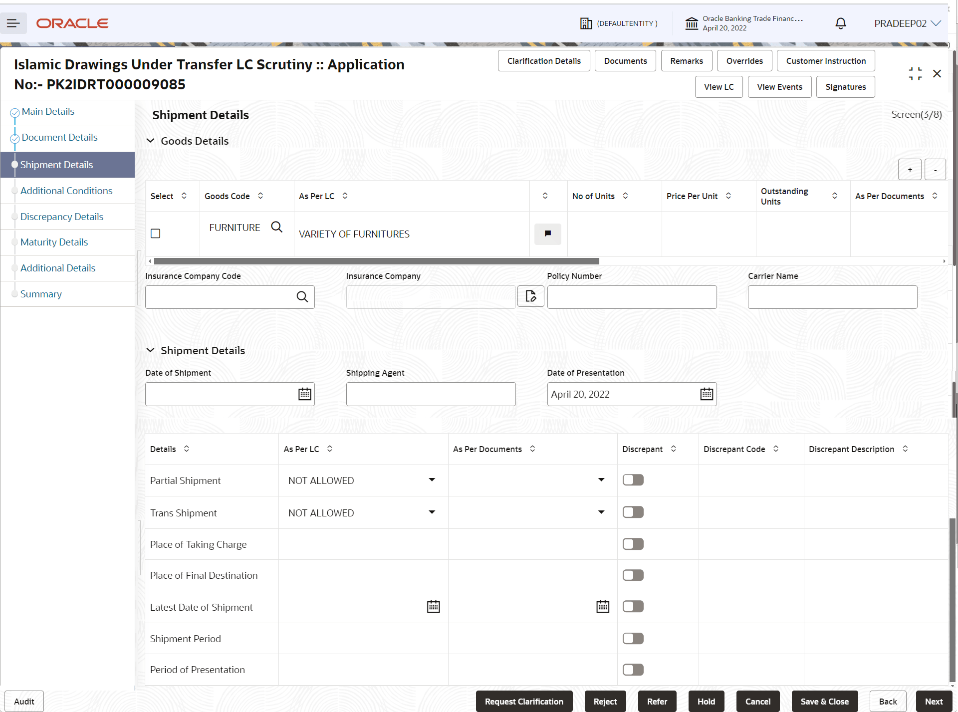 Description of scrutinyshipmentdetails.png follows Description of scrutinyshipmentdetails.png follows