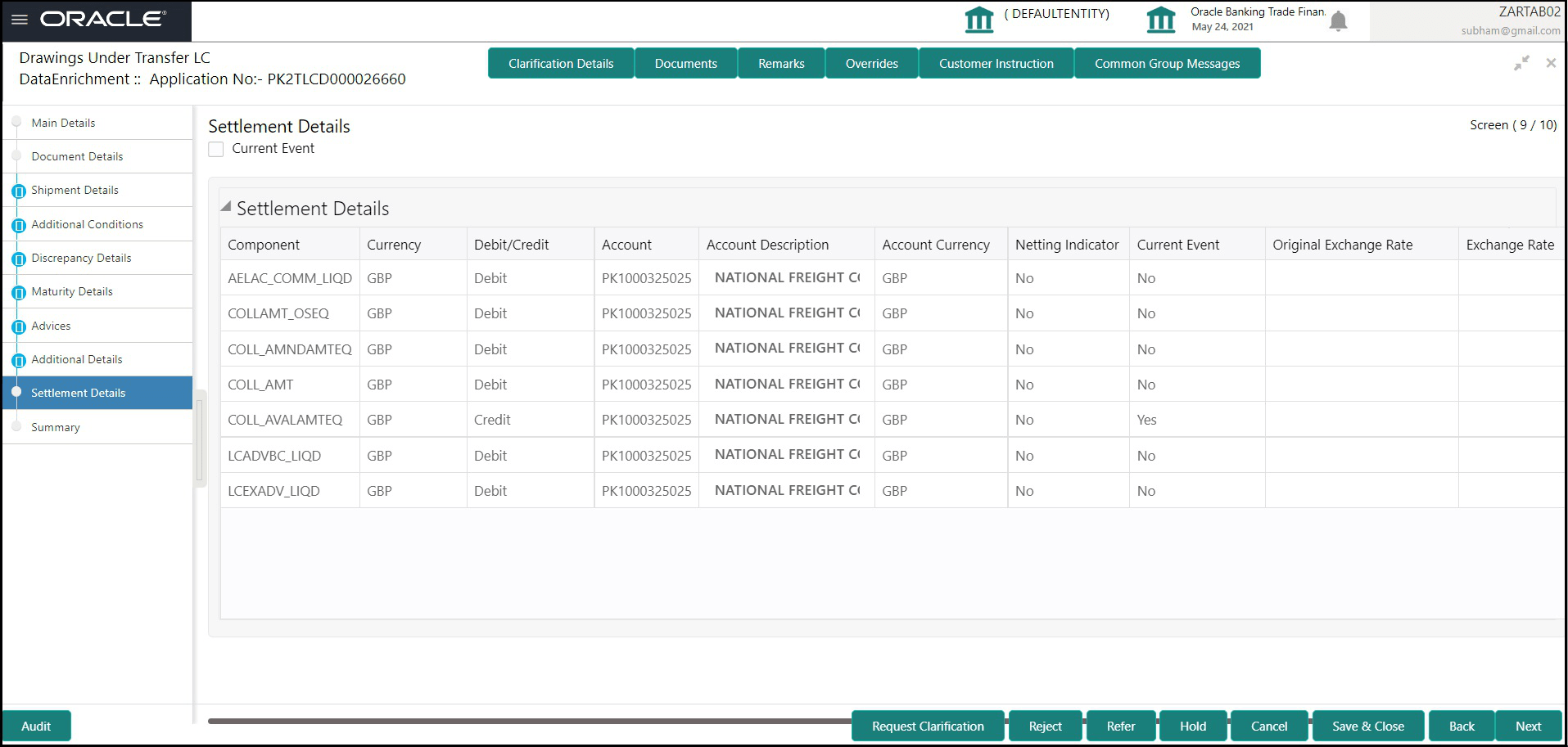 Description of desettlementdetails.png follows Description of desettlementdetails.png follows