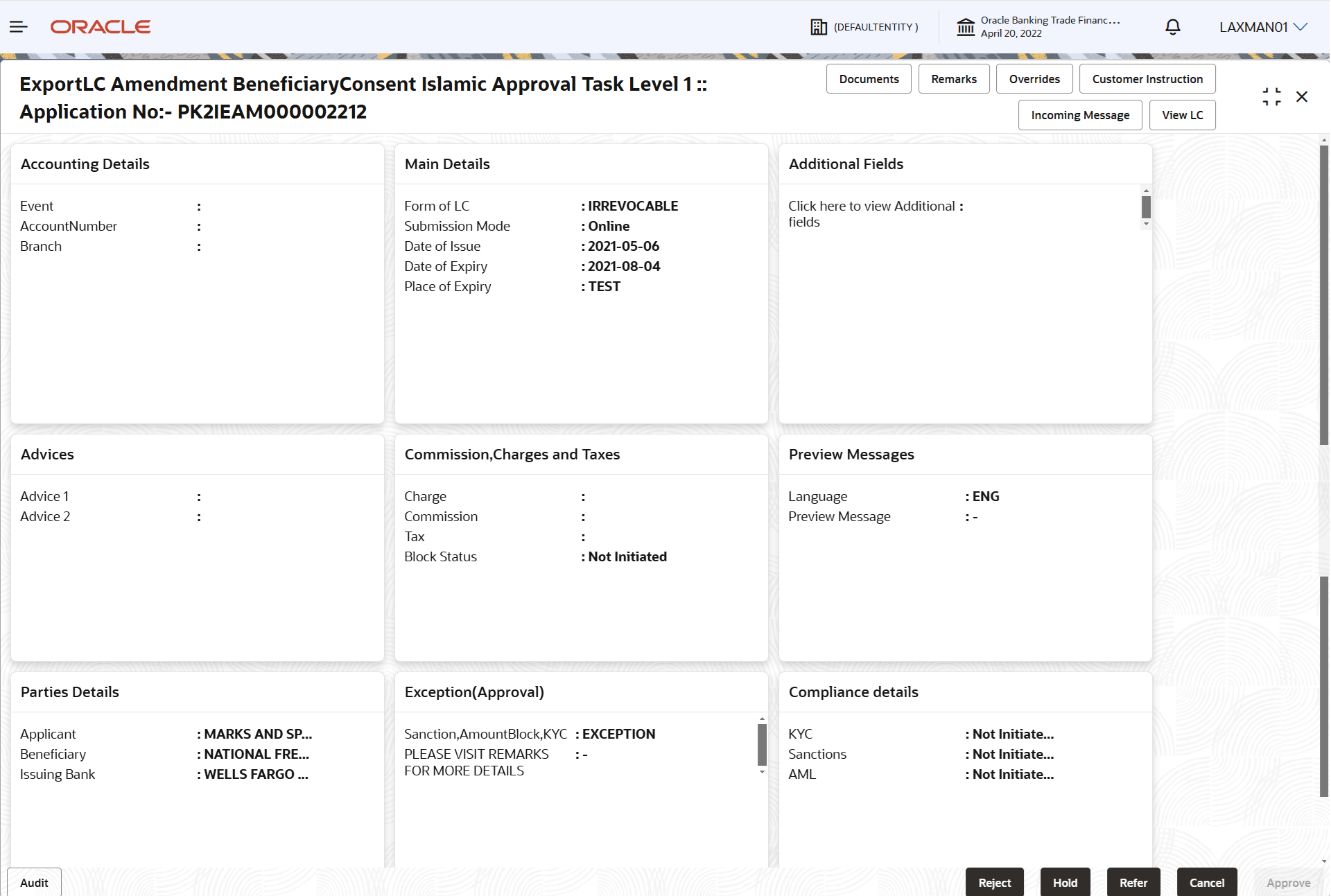 Description of approvalsummary.png follows