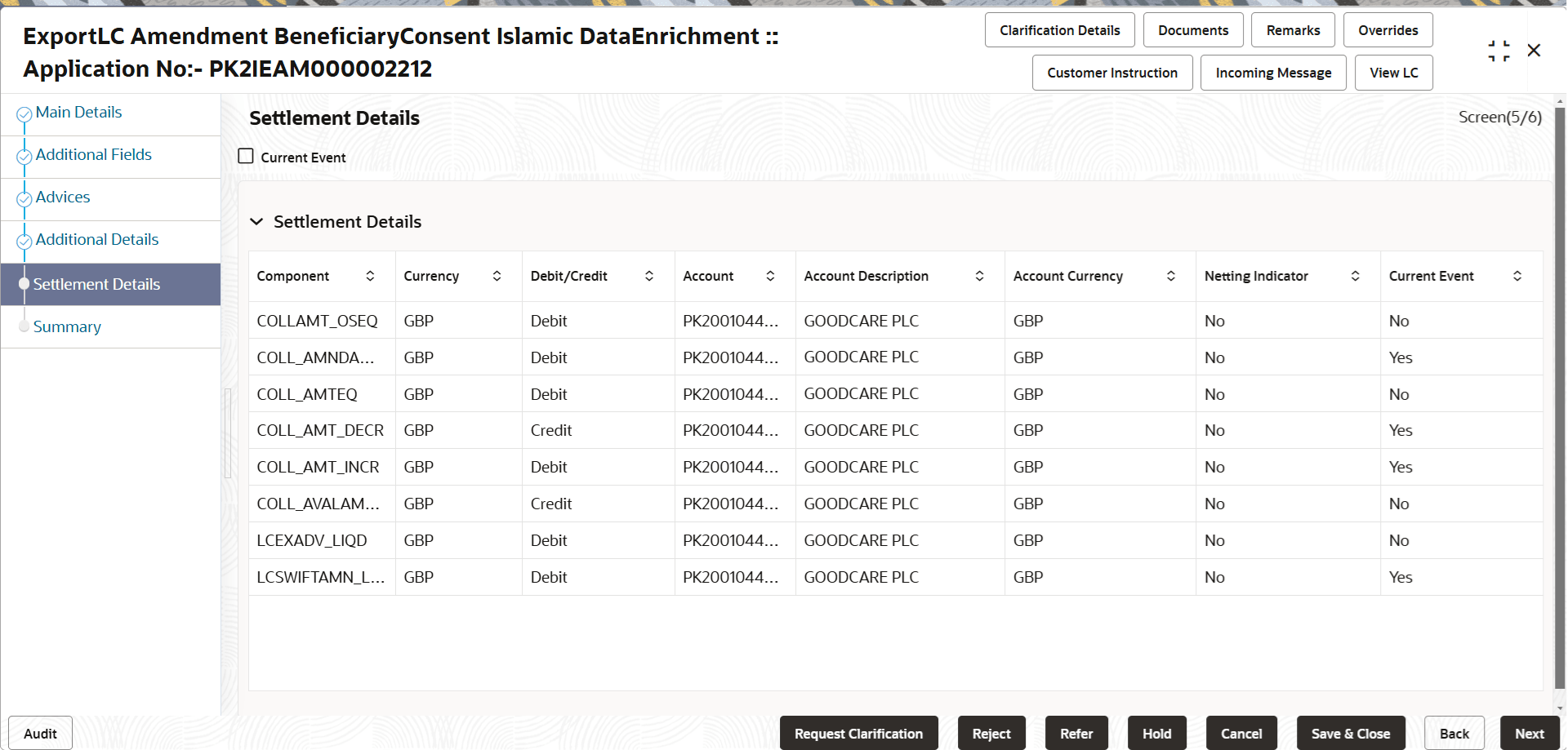 Description of desettlementdetails.png follows Description of desettlementdetails.png follows