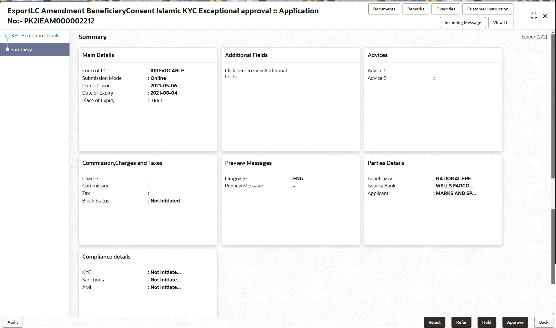Description of kycexceptionsummary.png follows