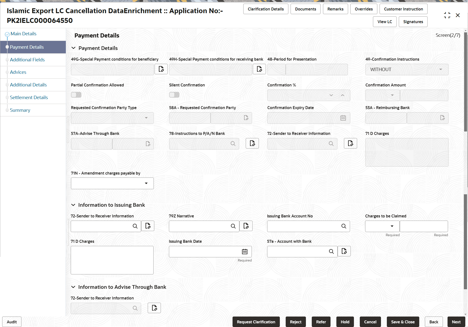Description of depaymentdetails.png follows