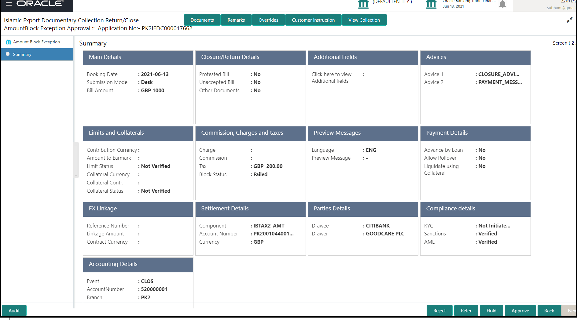 Description of amountblockexceptionsummary.png follows Description of amountblockexceptionsummary.png follows