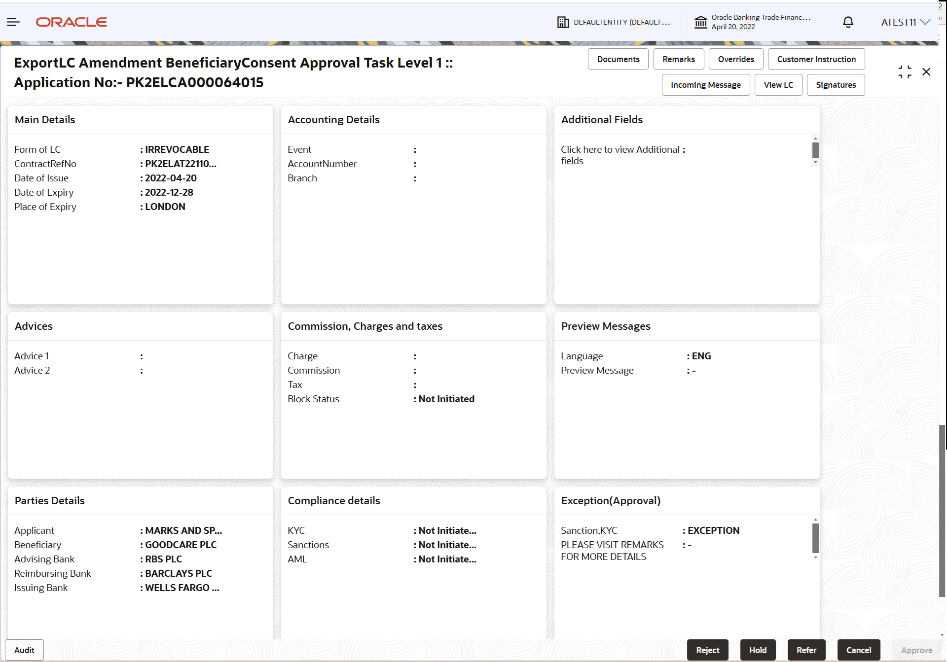 Description of approvalsummary.png follows