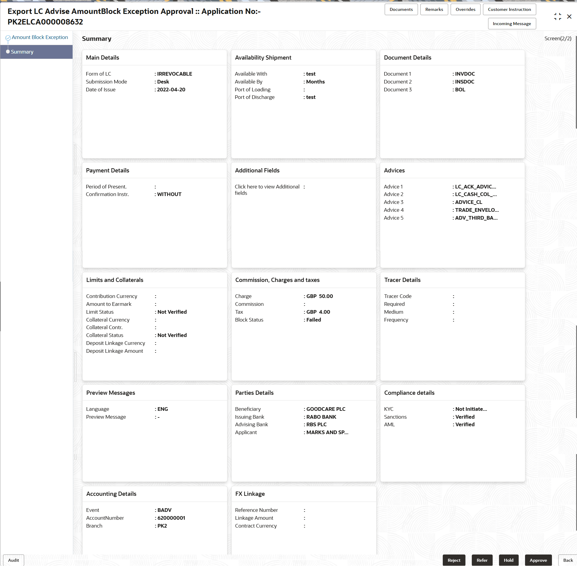 Description of amountblockexceptionsummary.png follows Description of amountblockexceptionsummary.png follows