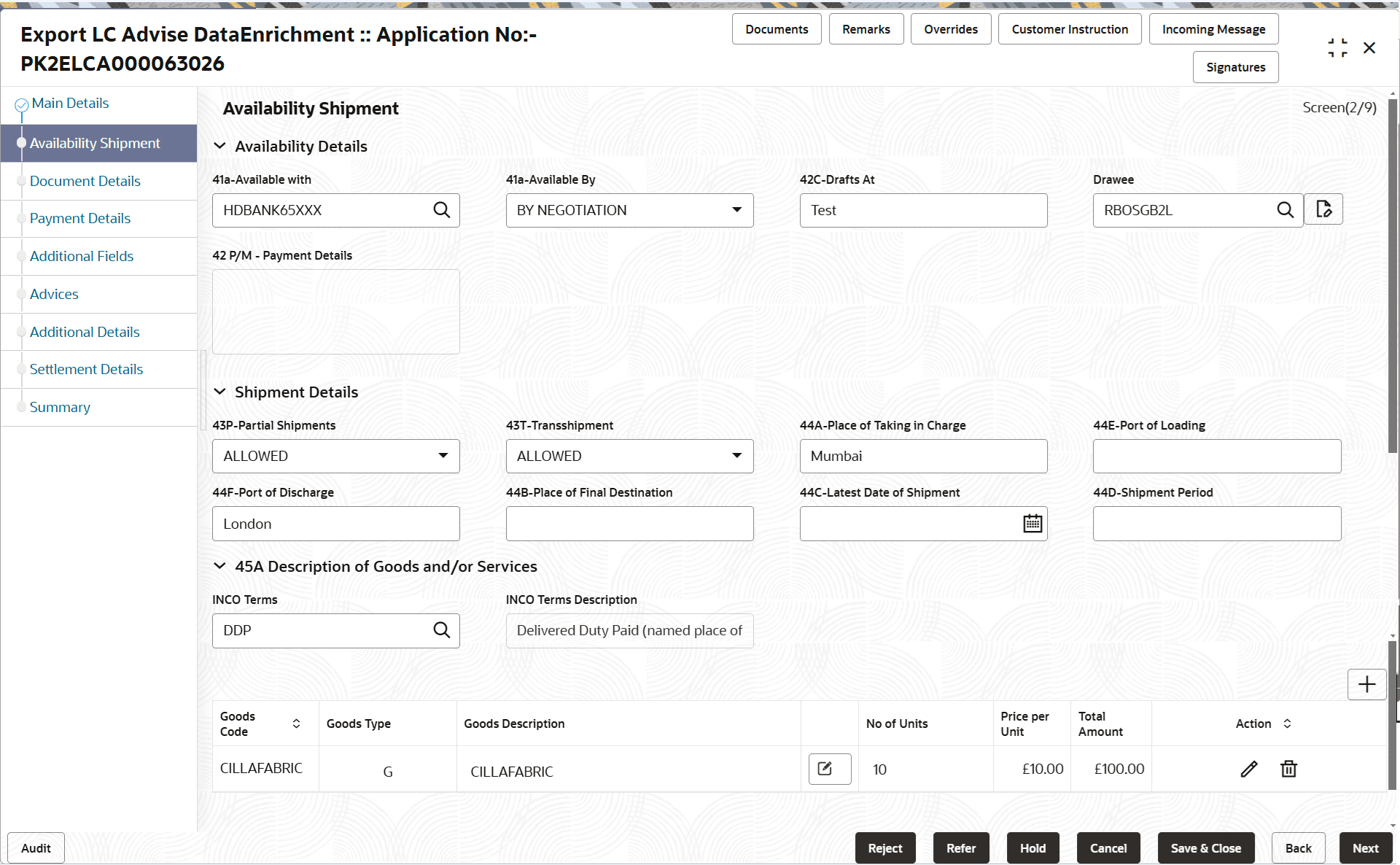 Description of deavailabilityshipment.png follows Description of deavailabilityshipment.png follows