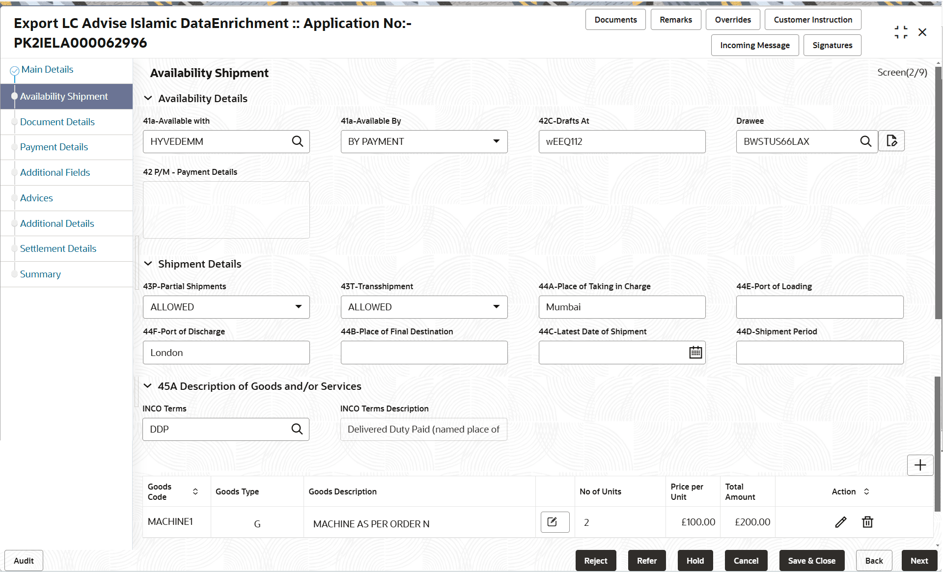 Description of deavailablityshipment.png follows Description of deavailablityshipment.png follows