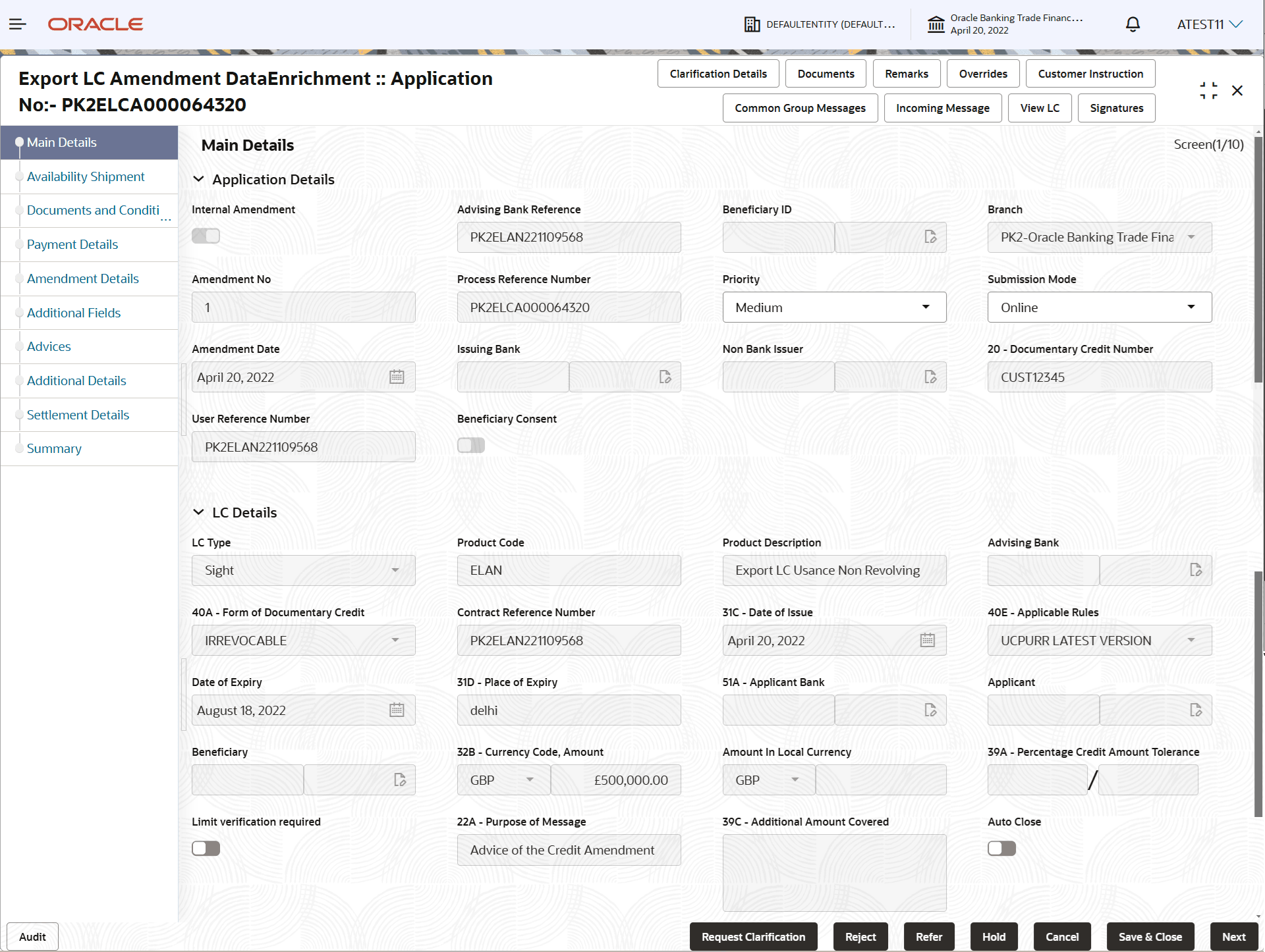 Description of demainapplicationdetails.png follows