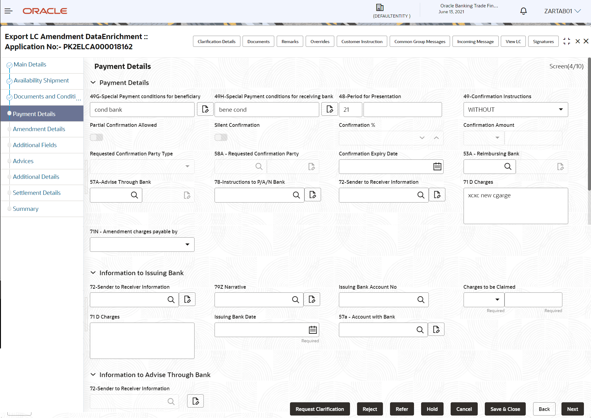 Description of depaymentdetails.png follows