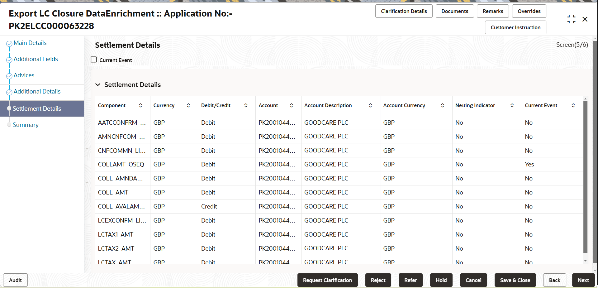 Description of desettlementdetails.png follows Description of desettlementdetails.png follows