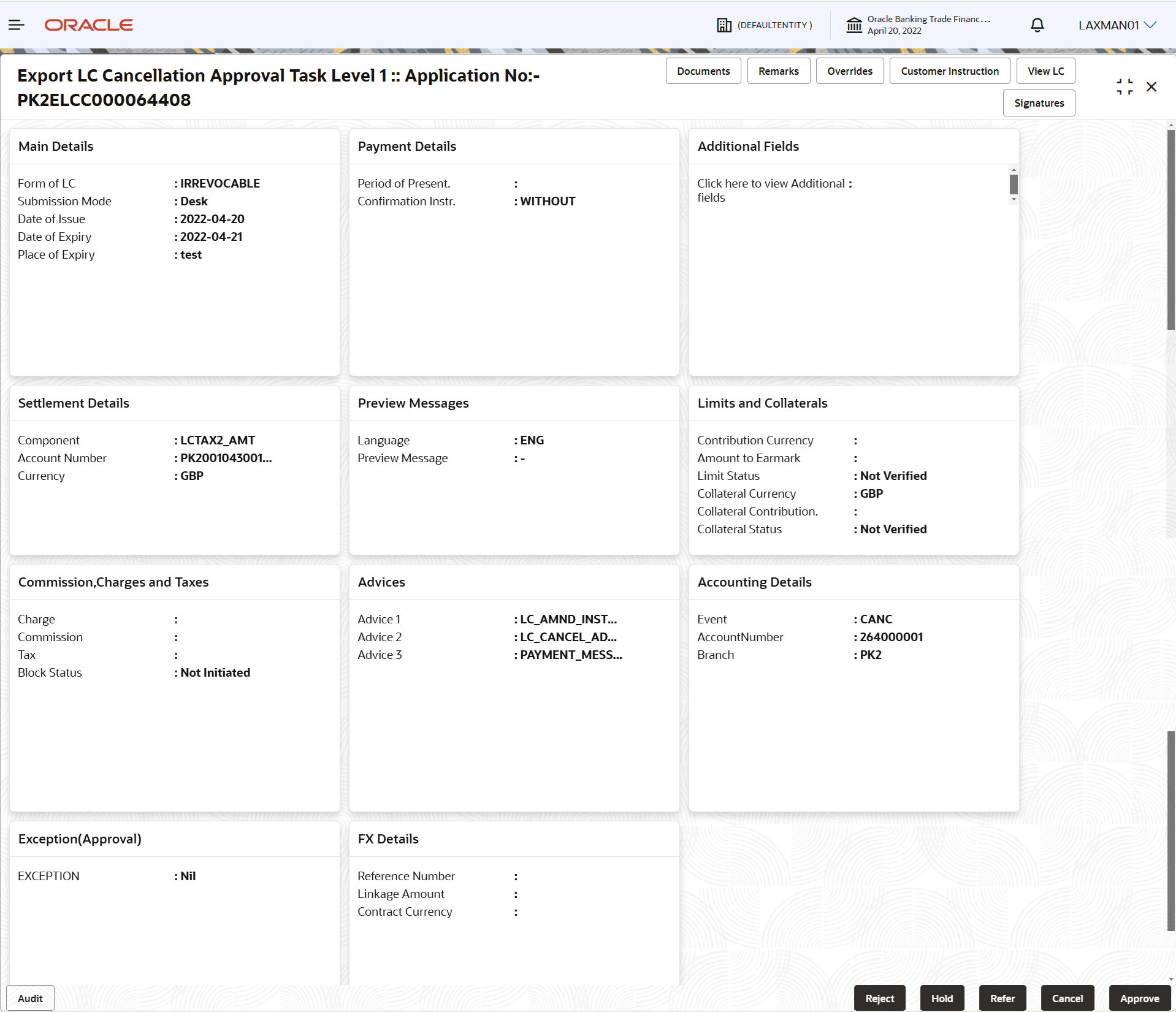 Description of approvalsummary.png follows