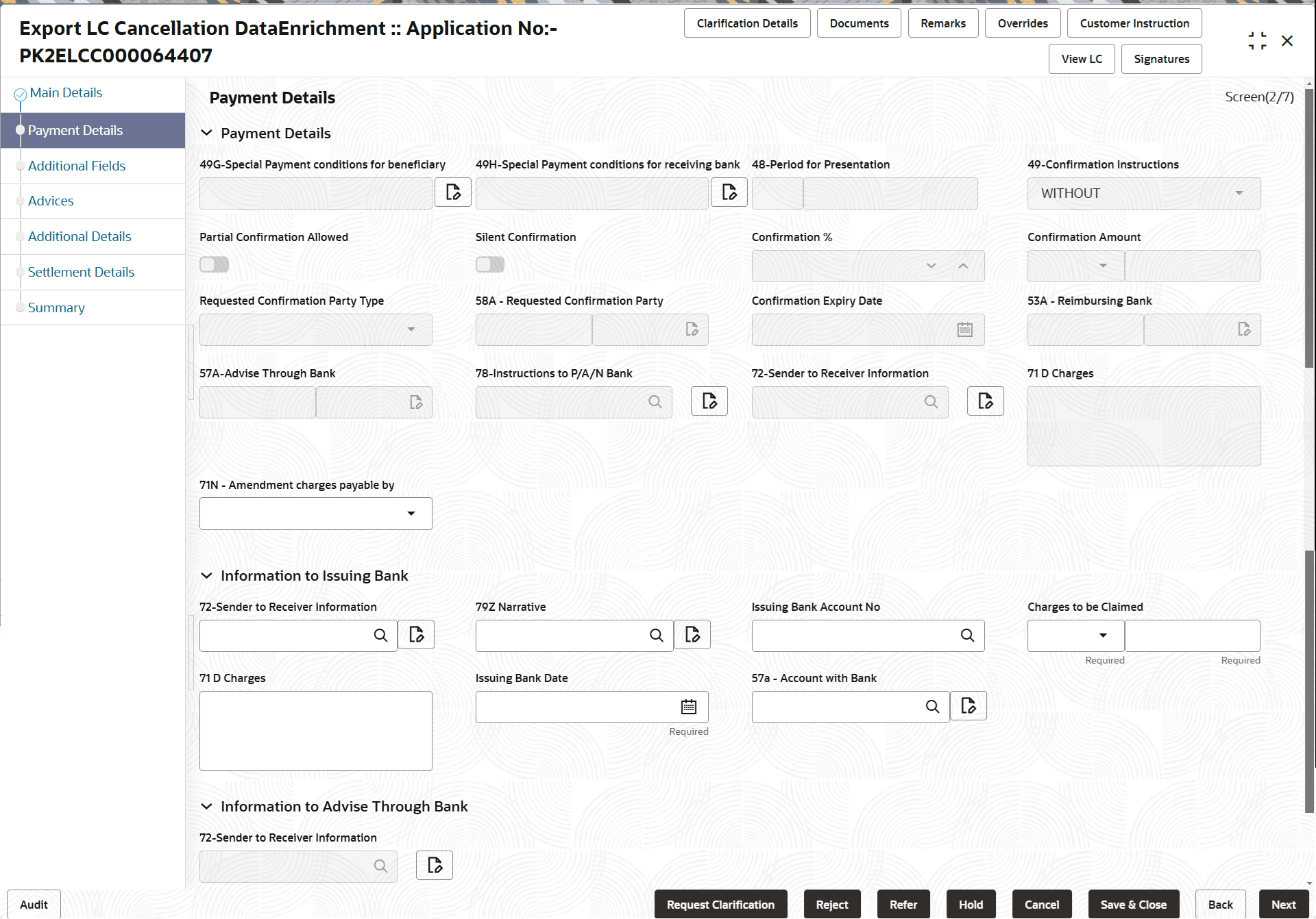 Description of depaymentdetails.png follows