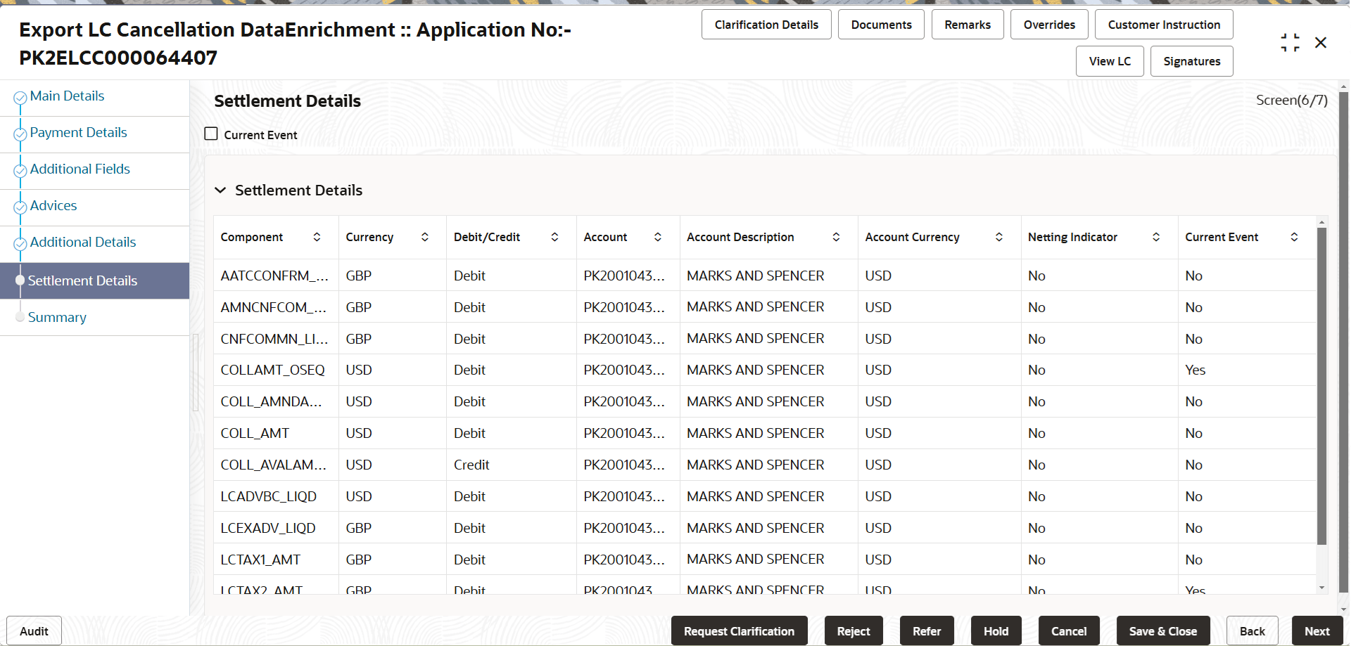 Description of desettlementdetails.png follows Description of desettlementdetails.png follows