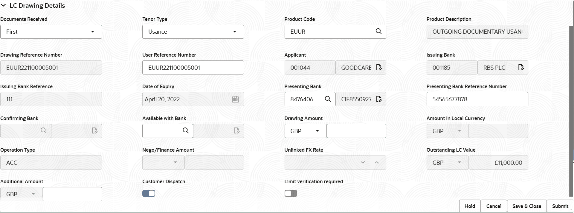 Description of registrationlcdetails.png follows