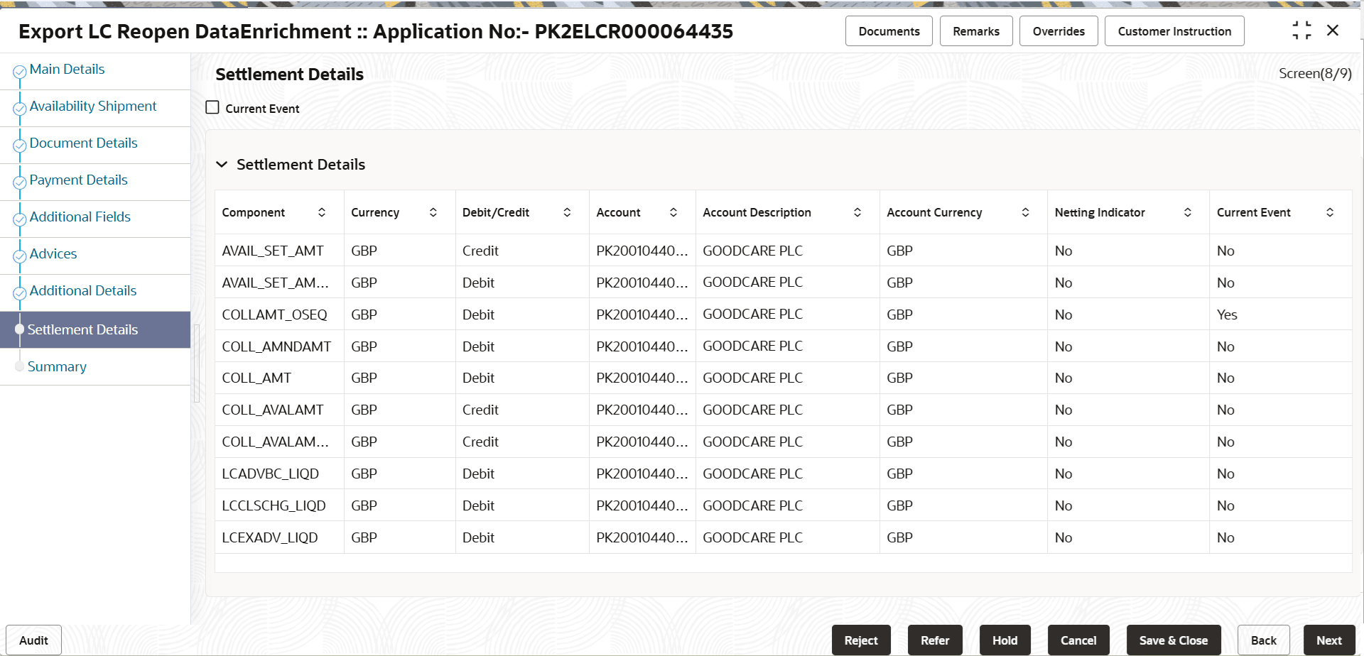 Description of desettlementdetails.png follows Description of desettlementdetails.png follows