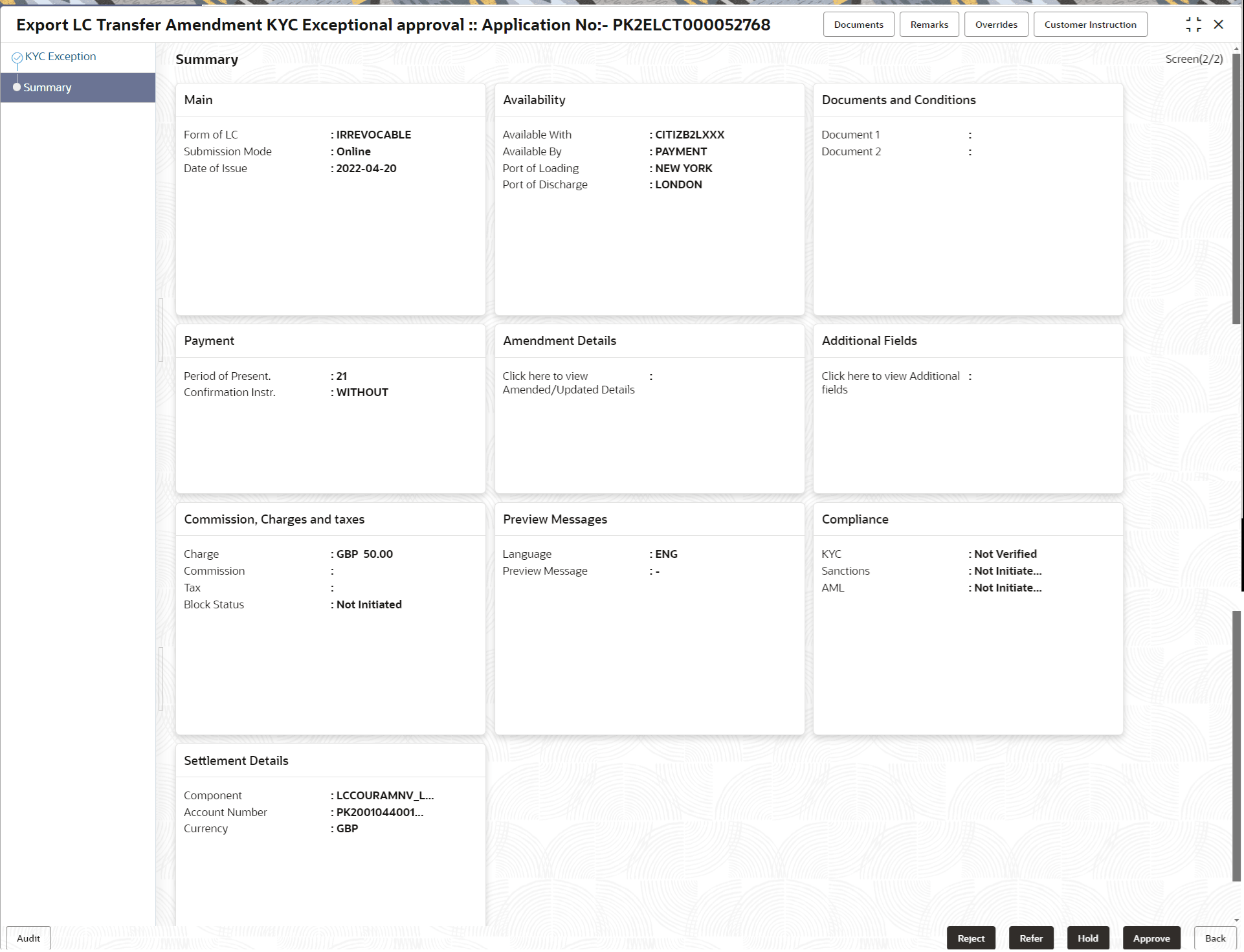 Description of kycexceptionsummary.png follows