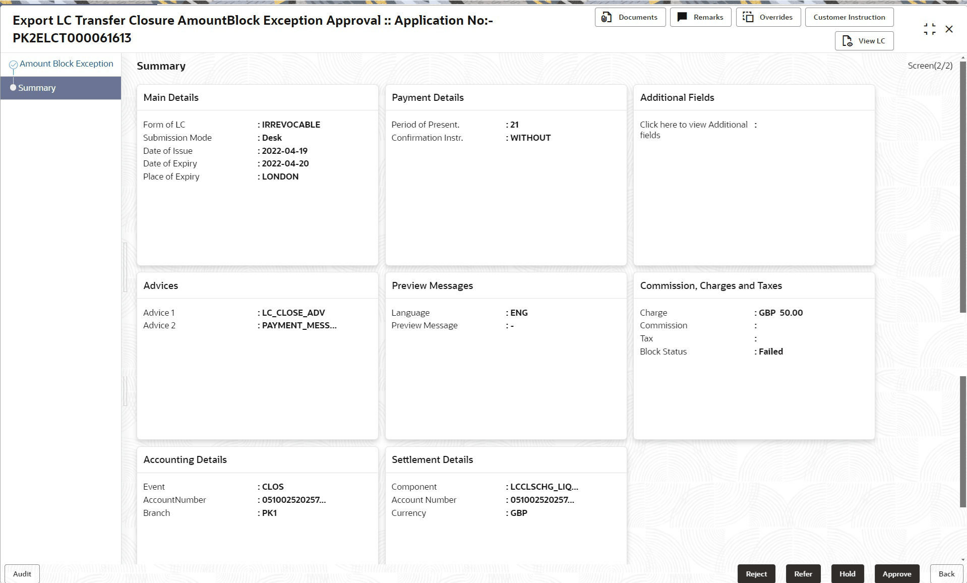 Description of amountblockexceptionsummary.png follows Description of amountblockexceptionsummary.png follows