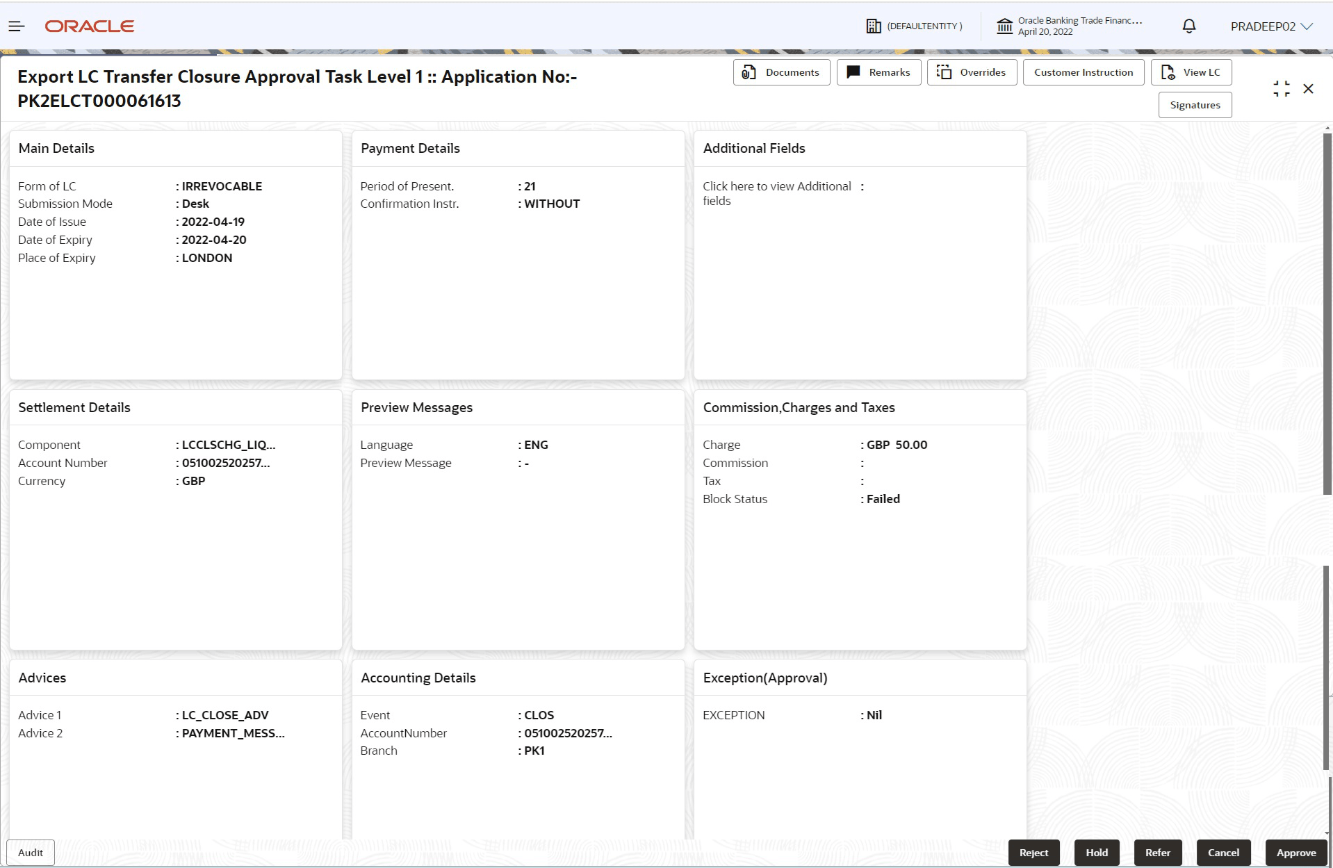 Description of approvalsummary.png follows