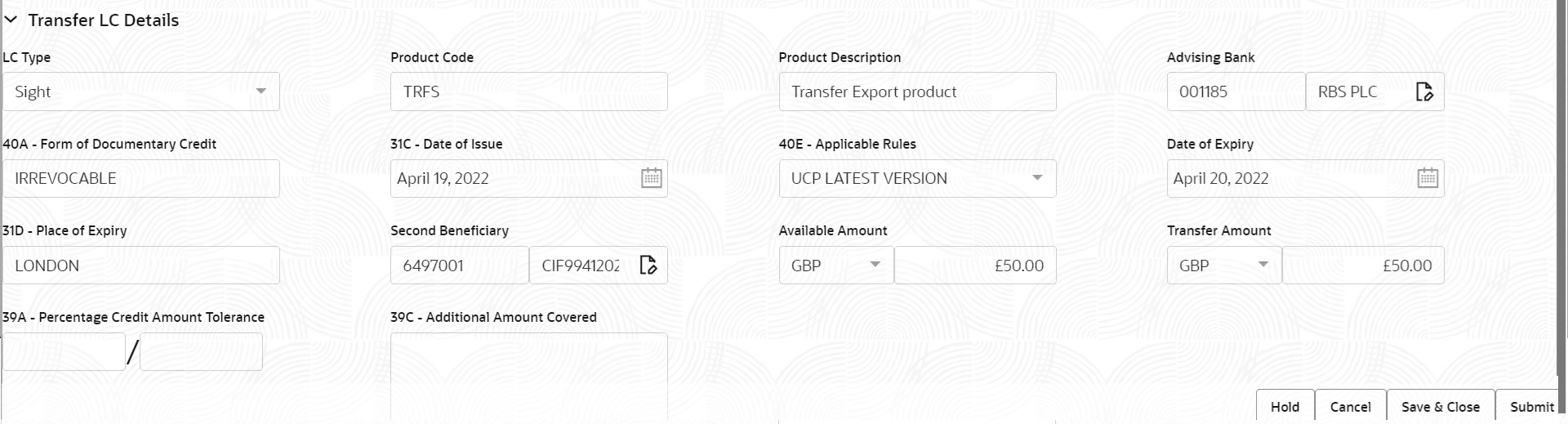 Description of registrationtransferlcdetails.png follows Description of registrationtransferlcdetails.png follows