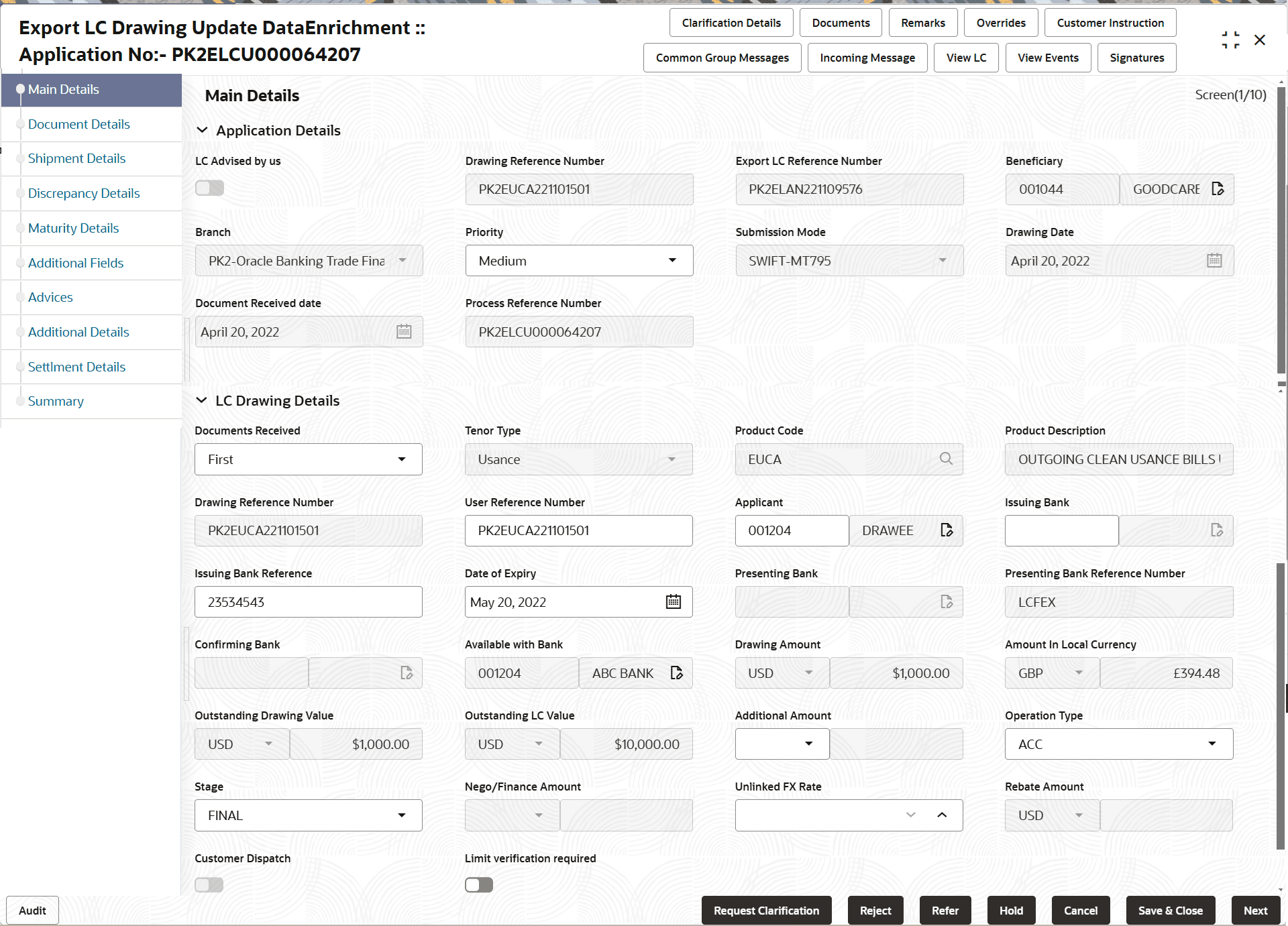 Description of demainapplicationdetails.png follows