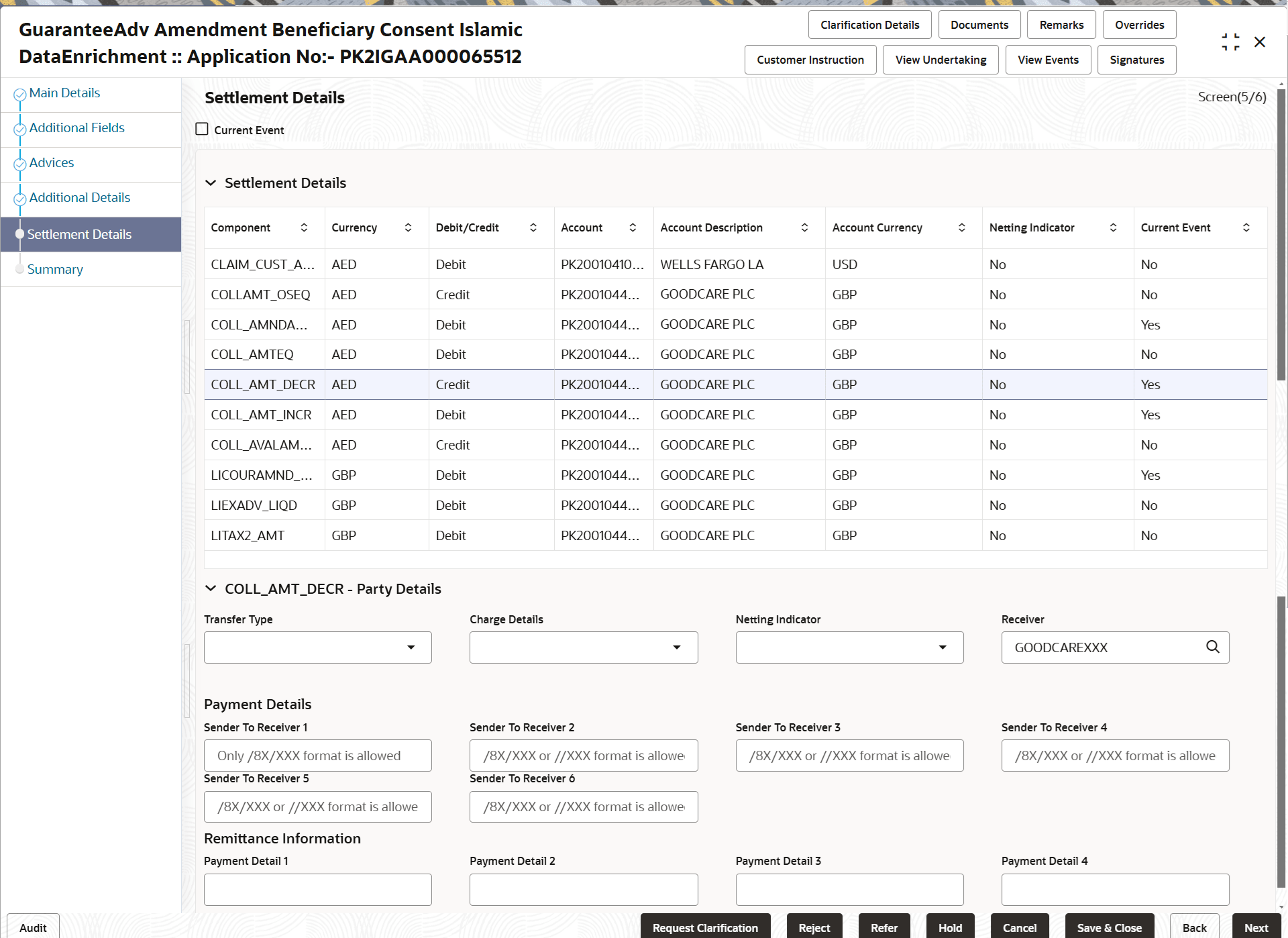 Description of desettlementdetails.png follows