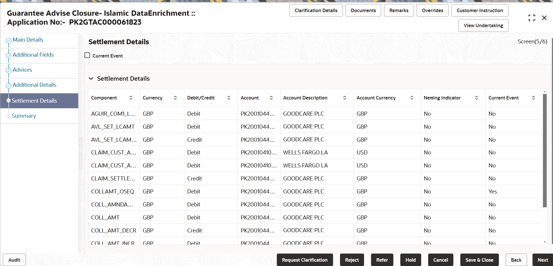 Description of desettlementdetails.png follows Description of desettlementdetails.png follows